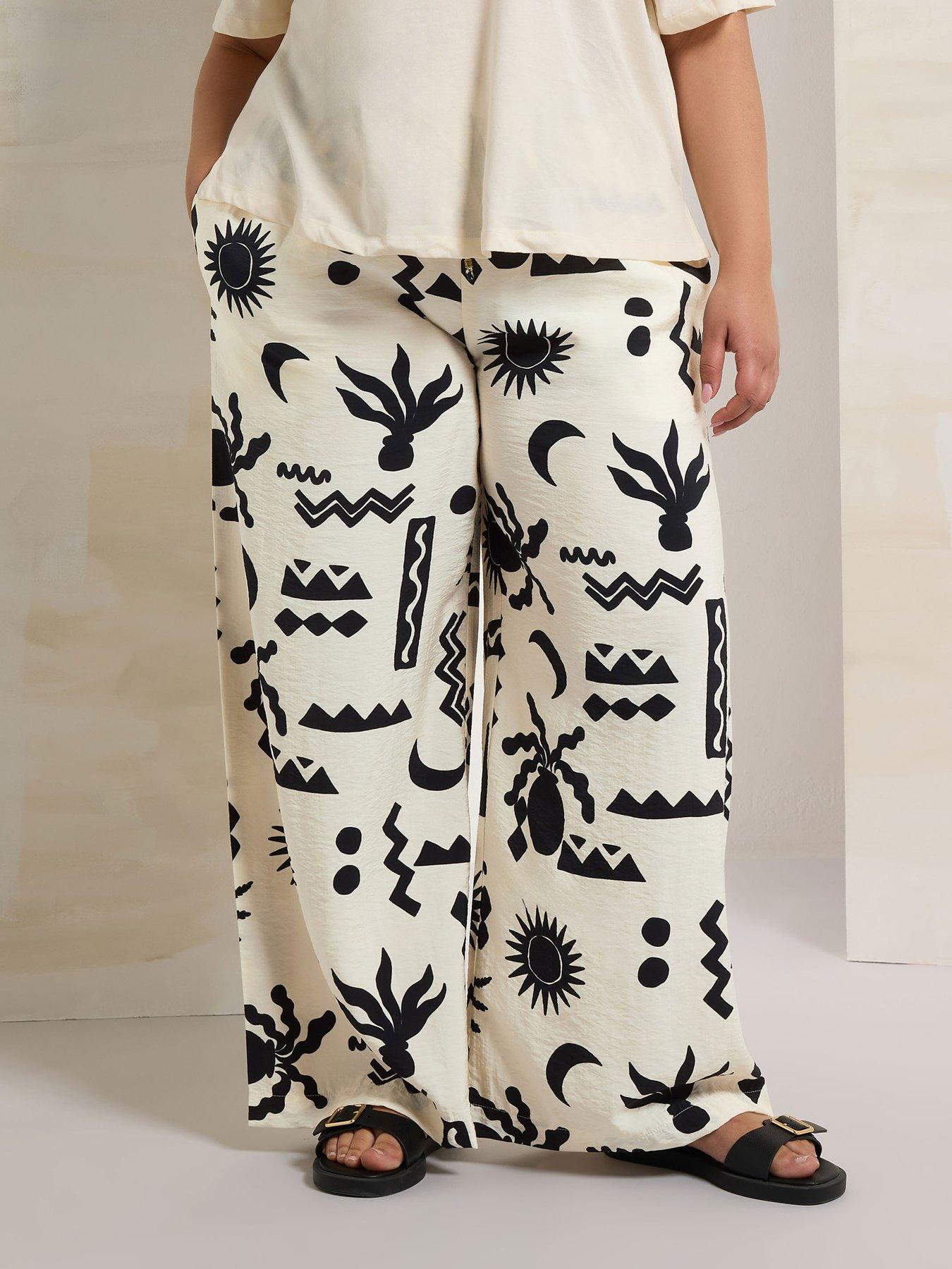 undefined Curve Printed Washed Twill Trouser - Ivory