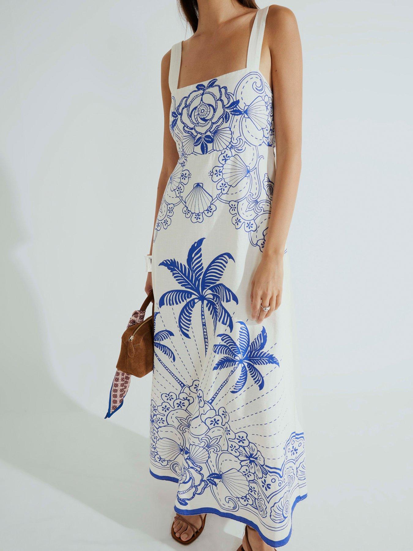 blue palm print dress Palm Grove Upf50+ Sleeveless Shift Dress - Blue Multicolor - Size L main image 1