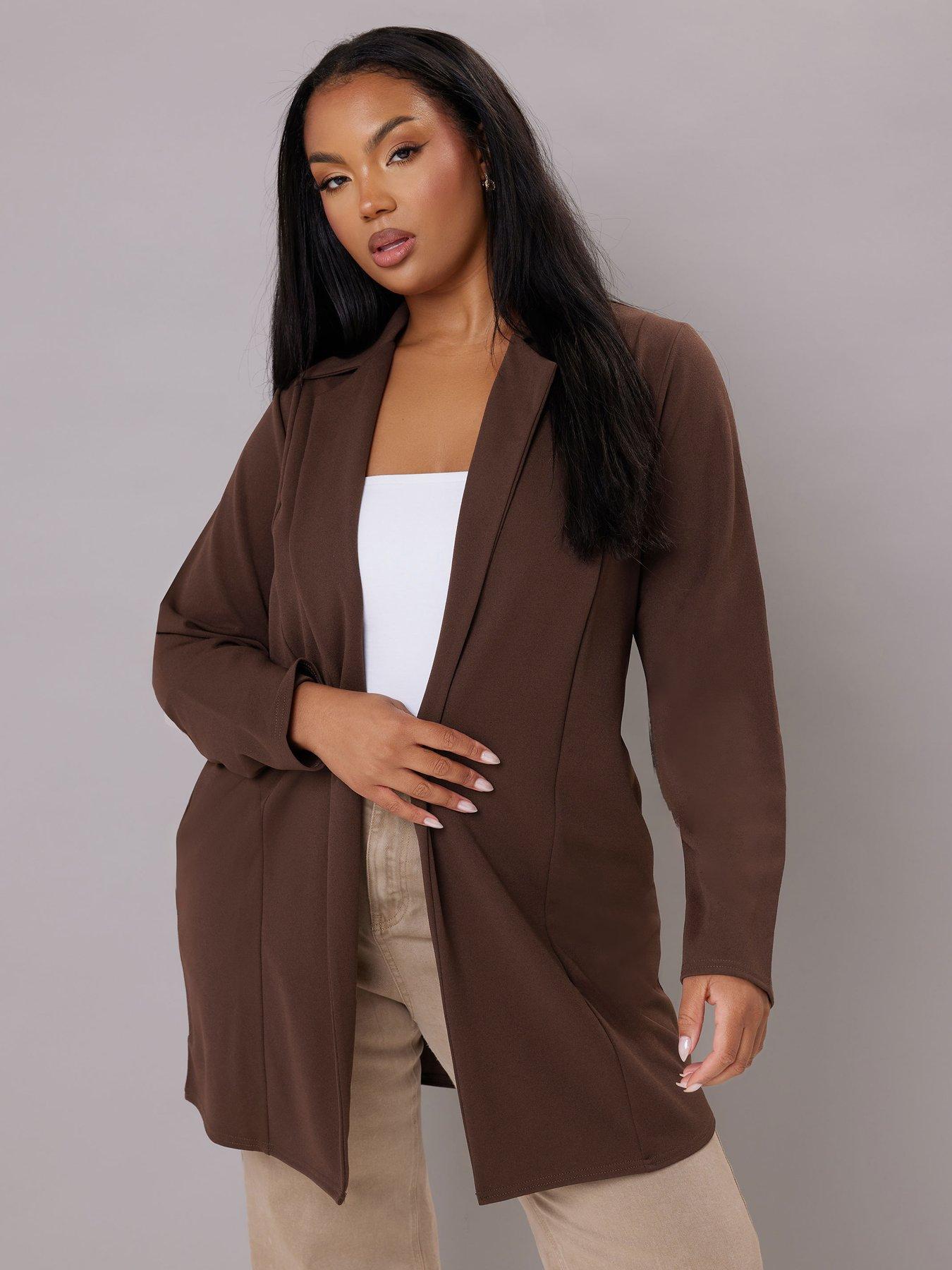Yours Curve Casual Blazer - Brown