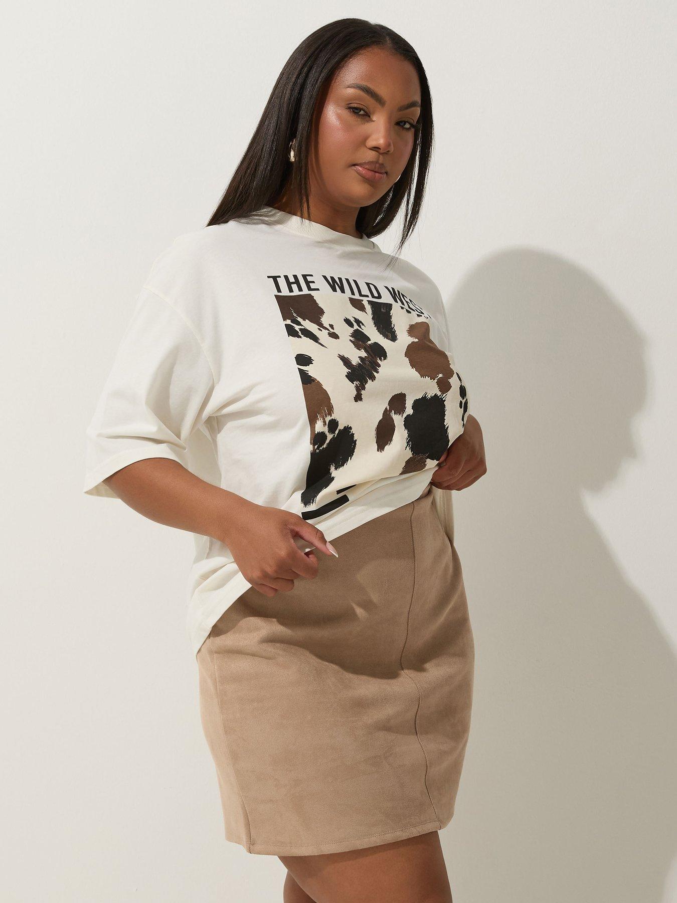 undefined Curve Faux Suede Skirt