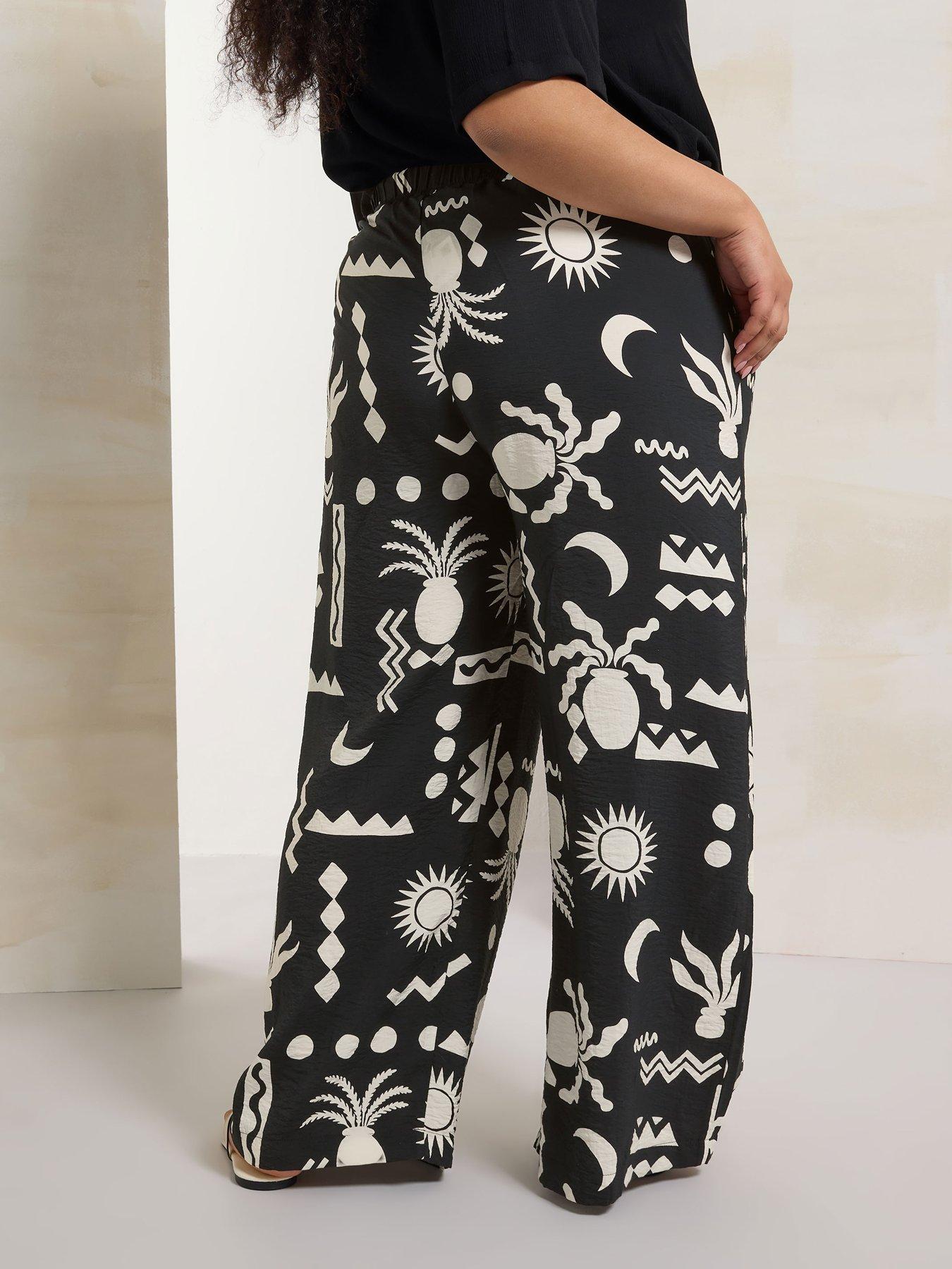 Image 2 of 5 of Yours Curve Printed Washed Twill Trouser - Black