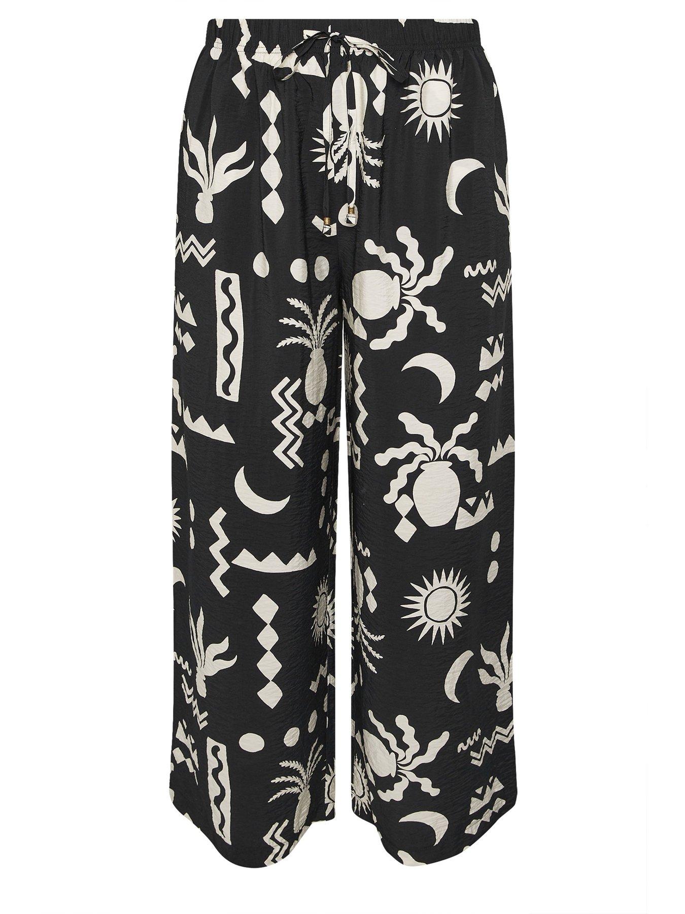 Image 5 of 5 of Yours Curve Printed Washed Twill Trouser - Black