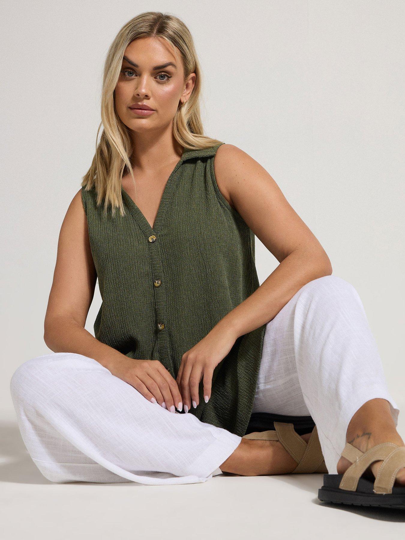 undefined Curve Sleeveless Shirt - Green