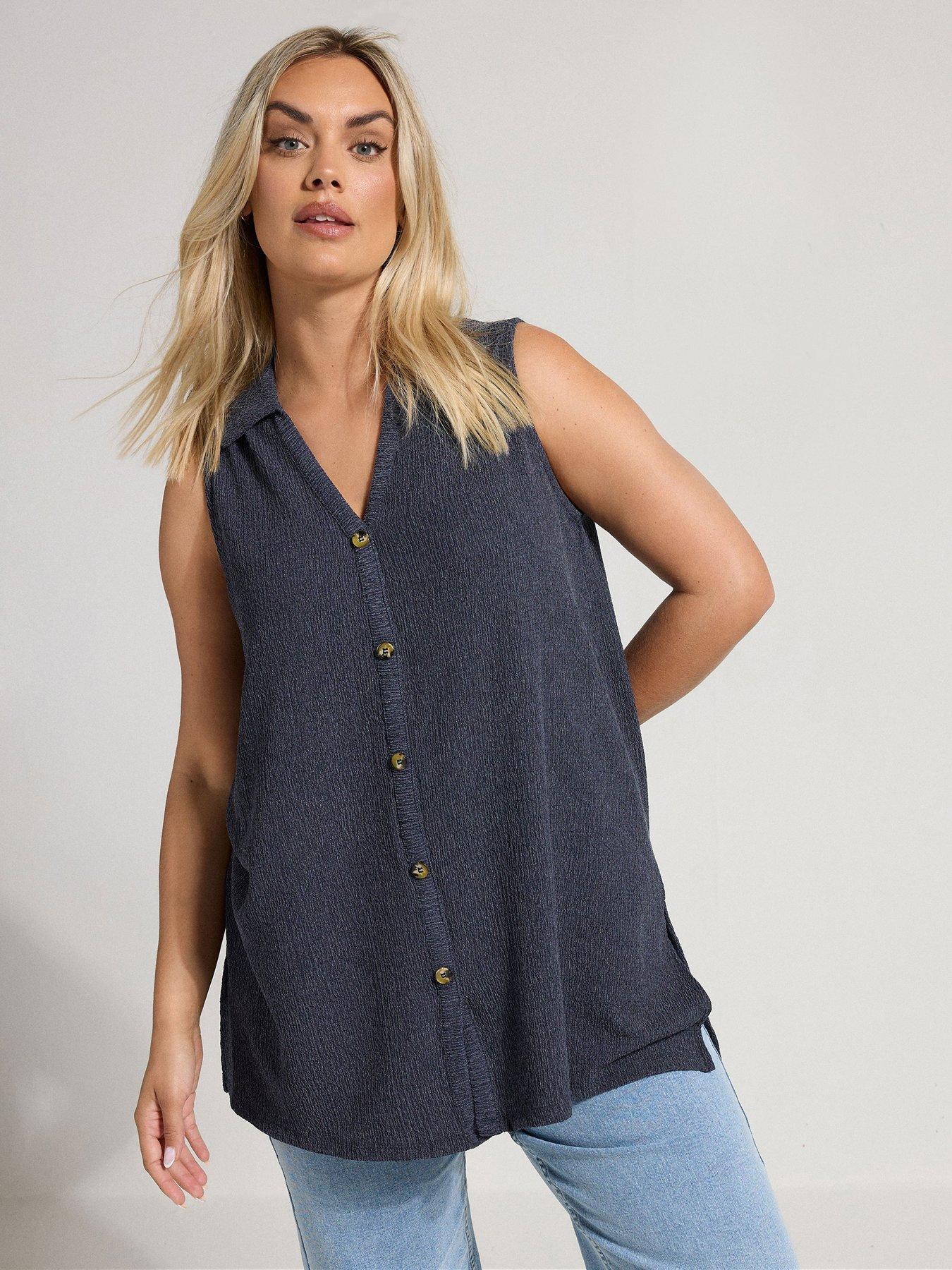 undefined Curve Sleeveless Shirt - Blue