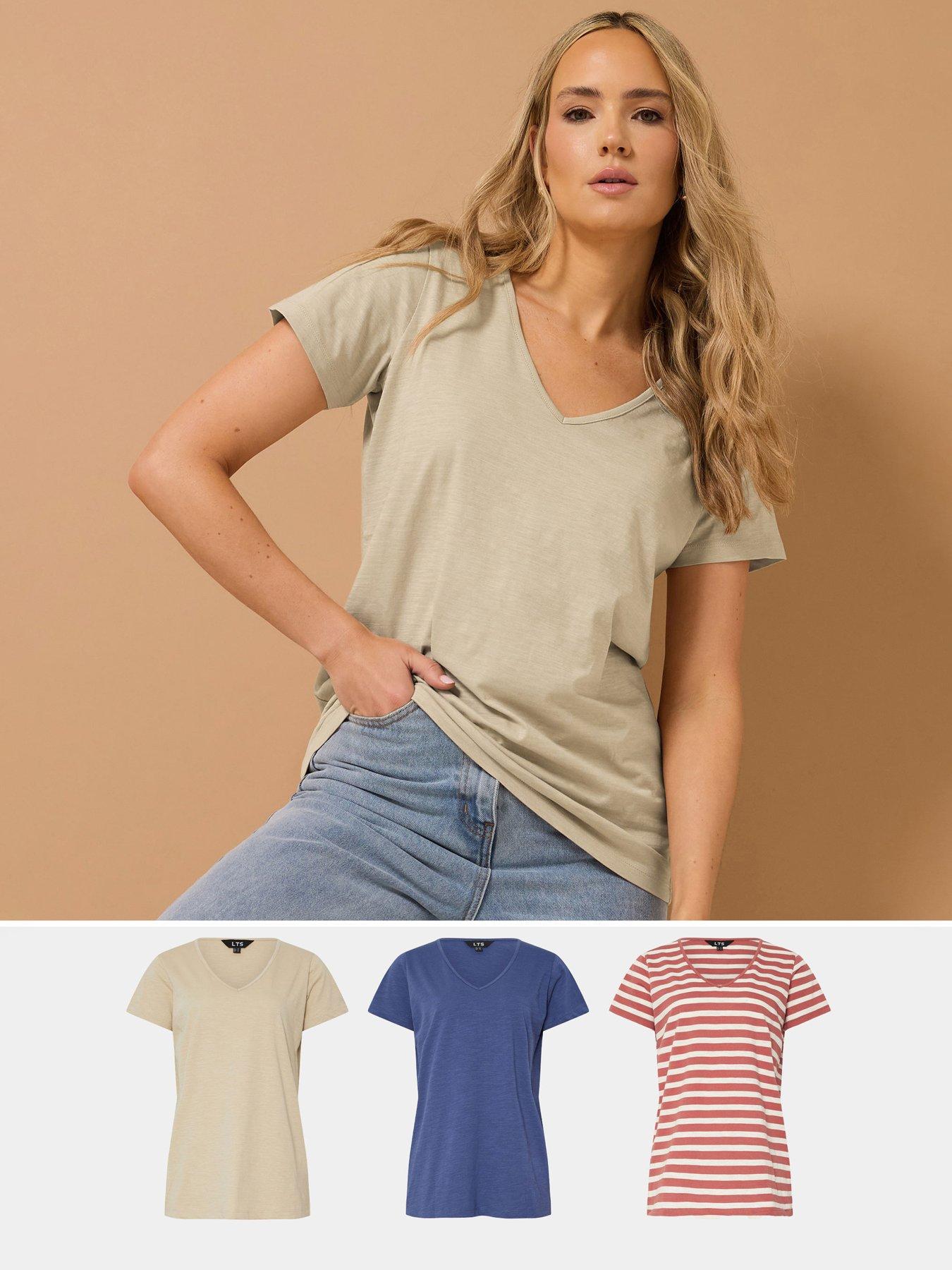 undefined 3 Pack V-Neck T-Shirt - Pink