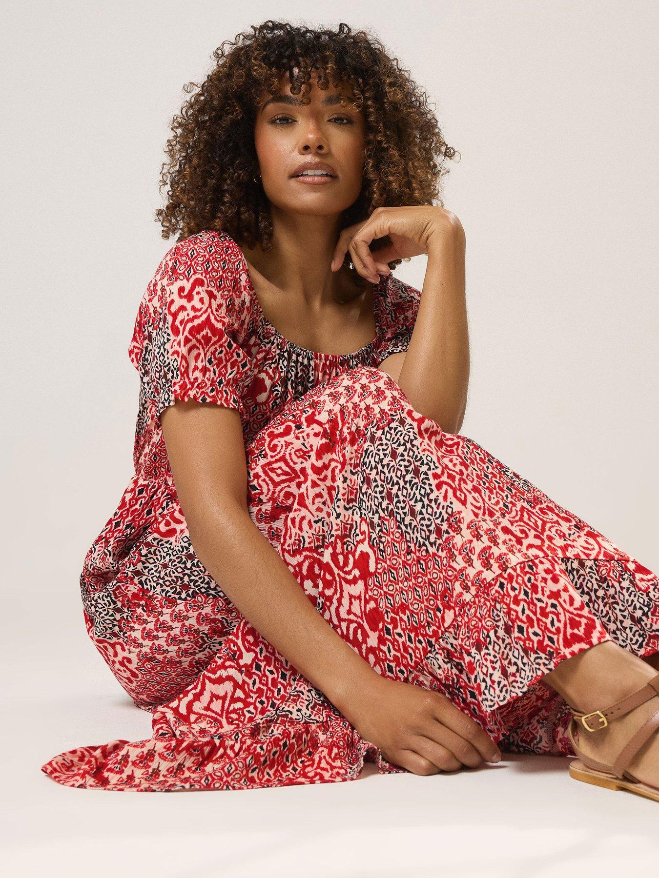 undefined Patchwork Gypsy Midi Dress - Red