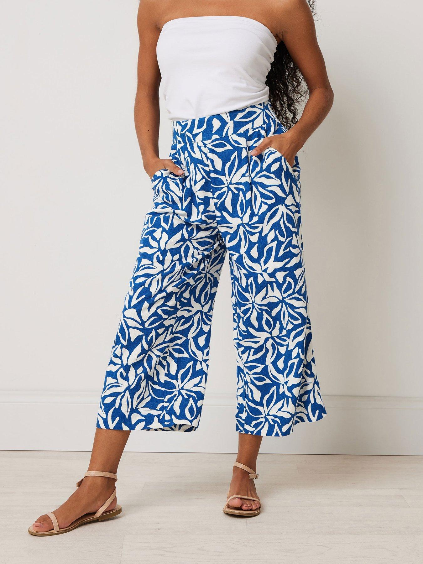 undefined Petite Abstract Wide Leg Crop Trouser