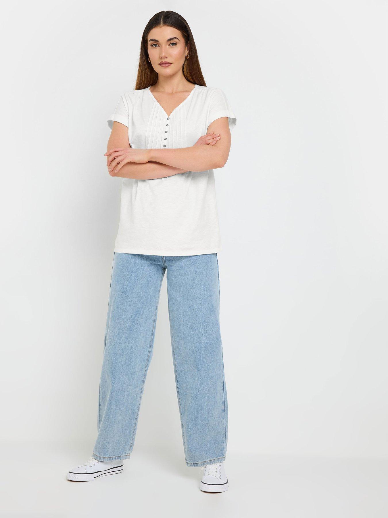 Image 3 of 4 of Long Tall Sally 2 Pack Short Sleeve Pintuck Henley Top - Black