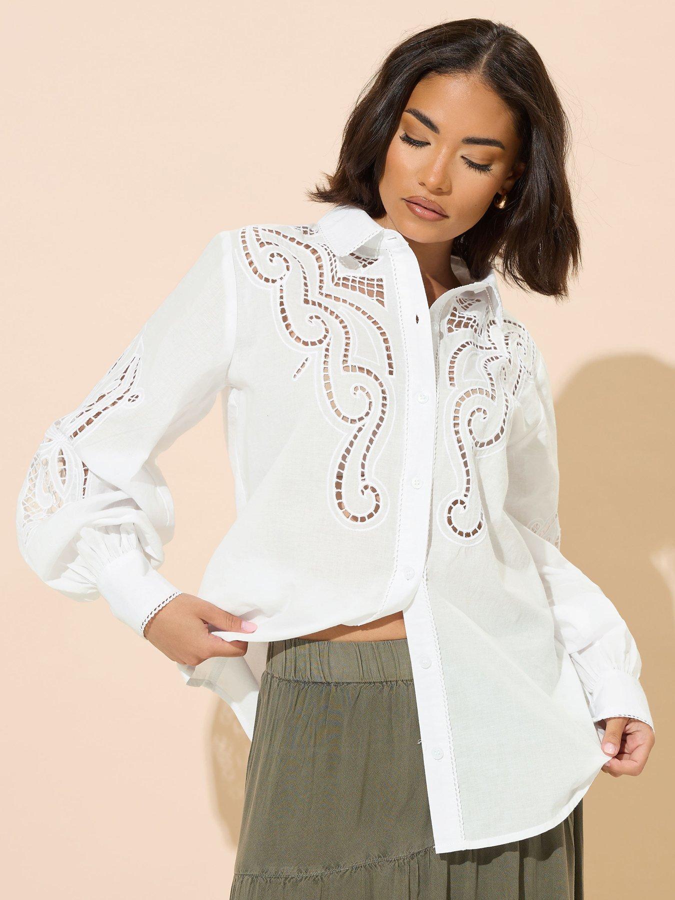 undefined Petite Crochet Shirt - White