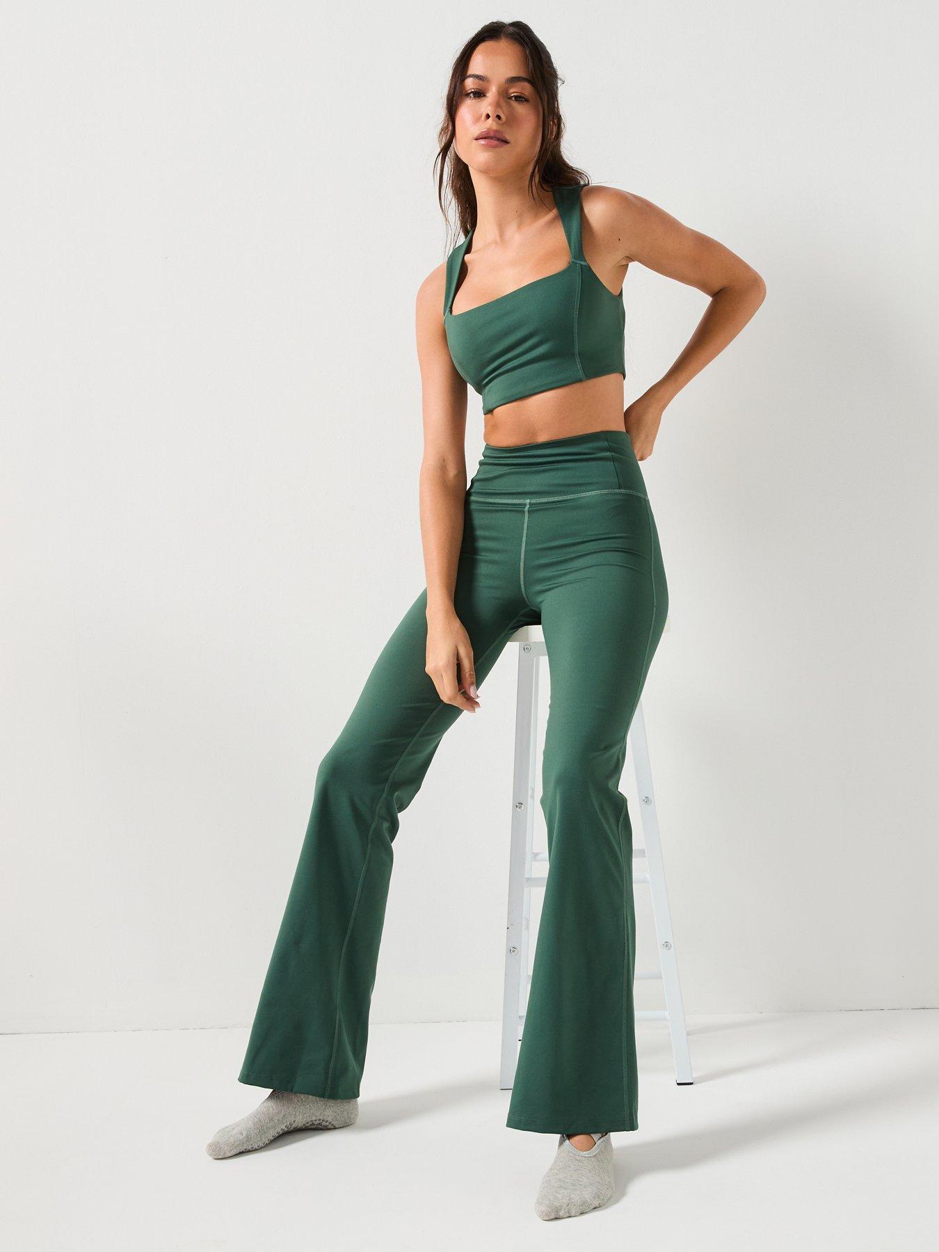 Image 3 of 5 of Girlfriend Collective Womens Training Flare Legging - Green