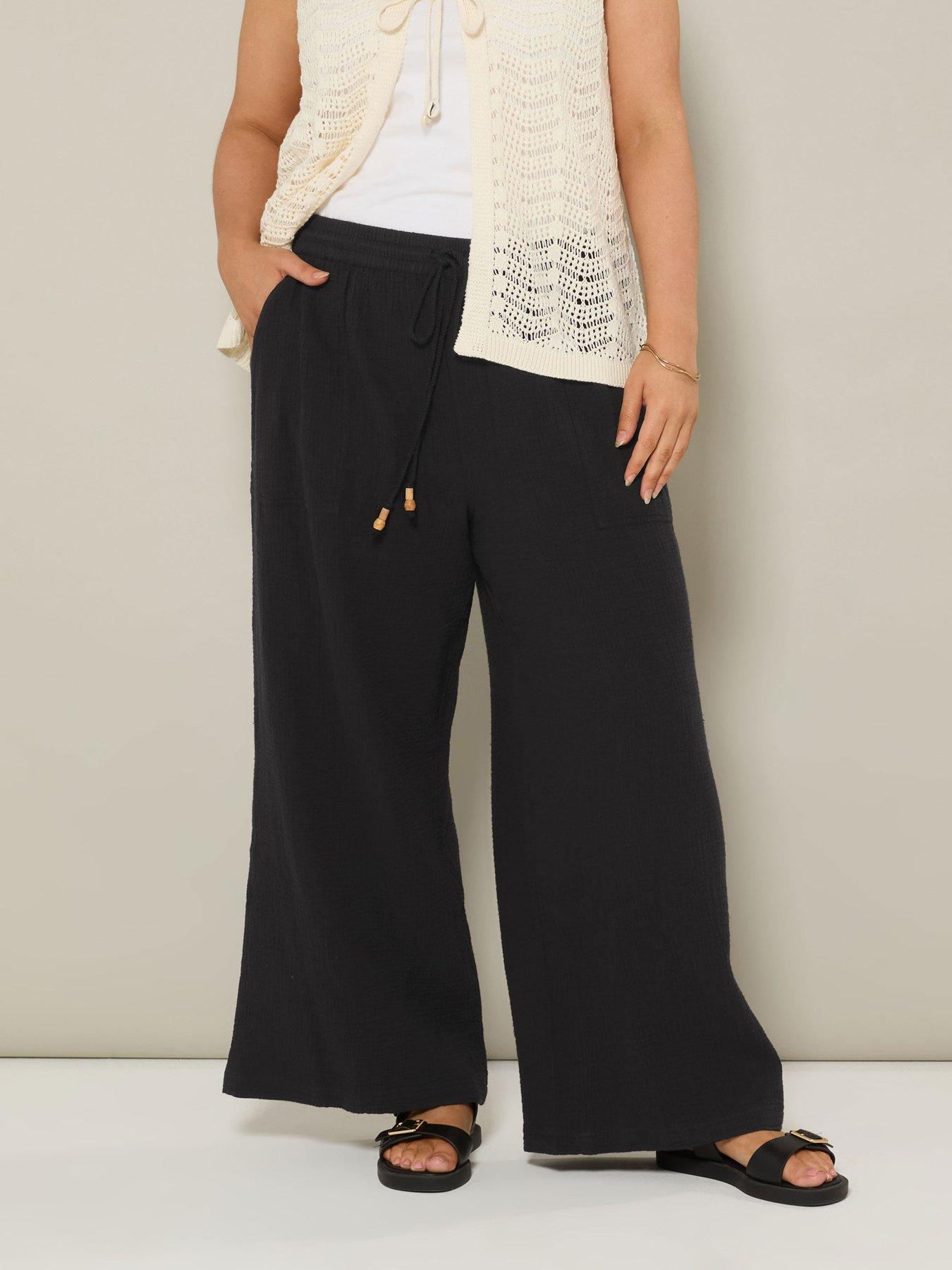 undefined Curve Cheesecloth Beaded Jogger - Black