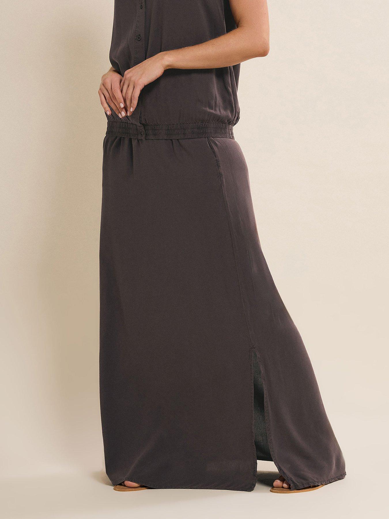 undefined Acid Wash Skirt - Brown