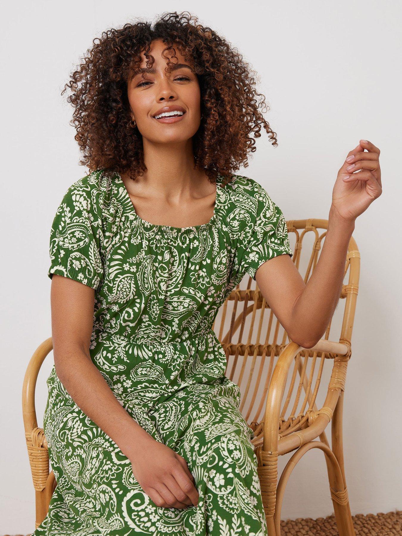 Image 4 of 4 of M&Co Gypsy Short Sleeve Dress - Green