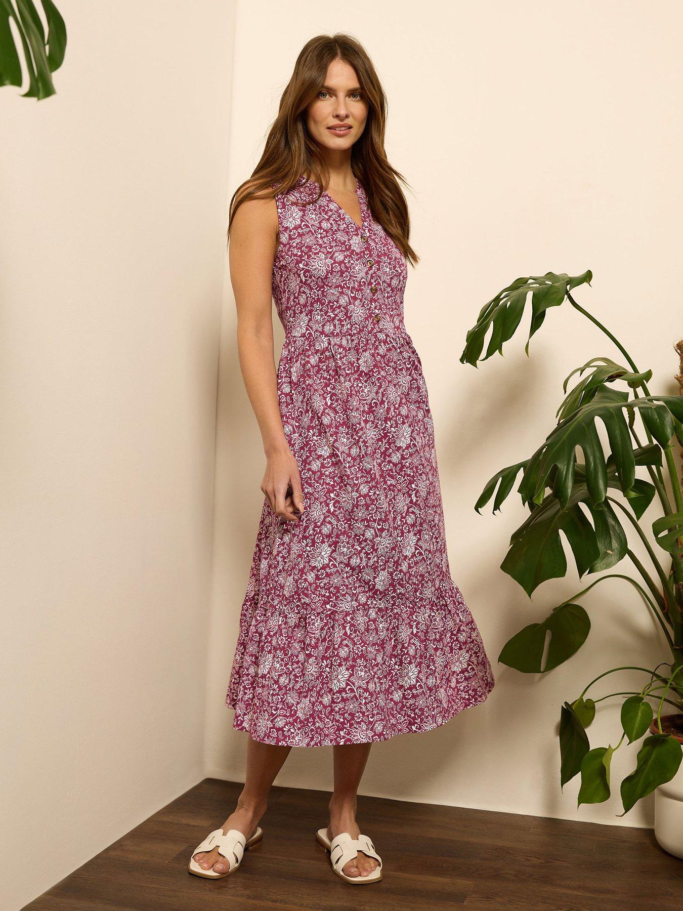 undefined Sleeveless Half Button Midi Dress
