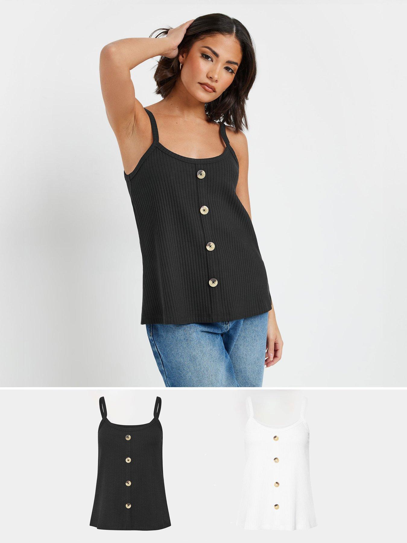 undefined Petite 2 Pack Button Front Rib Vest