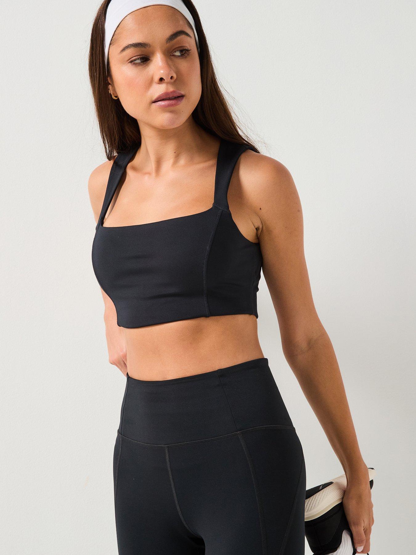 Girlfriend Collective Womens Training Natalie Seamed Bra Open Back - Black