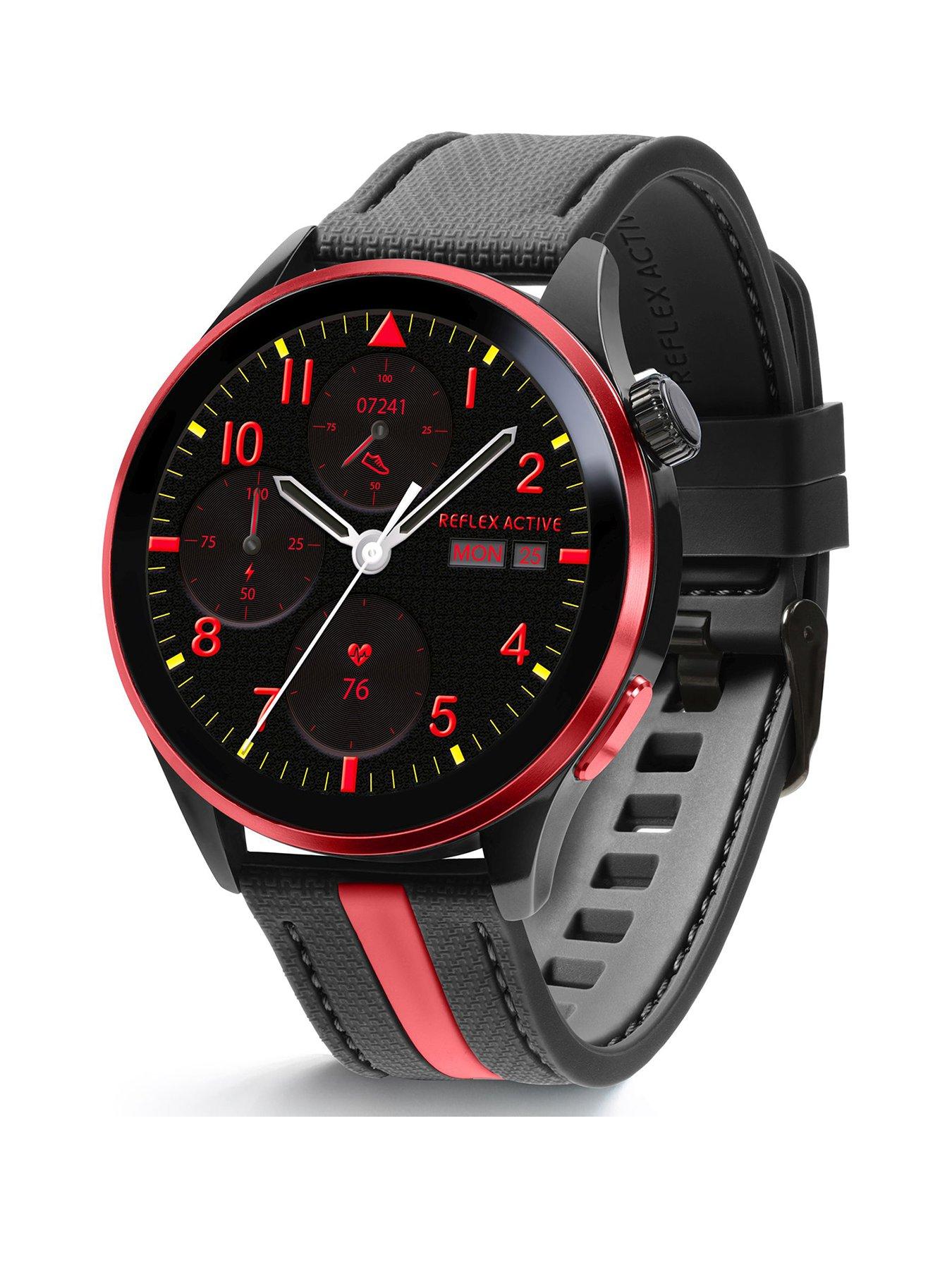 Reflex Active Series 54 AMOLED GPS Black and Red Smart Calling Watch