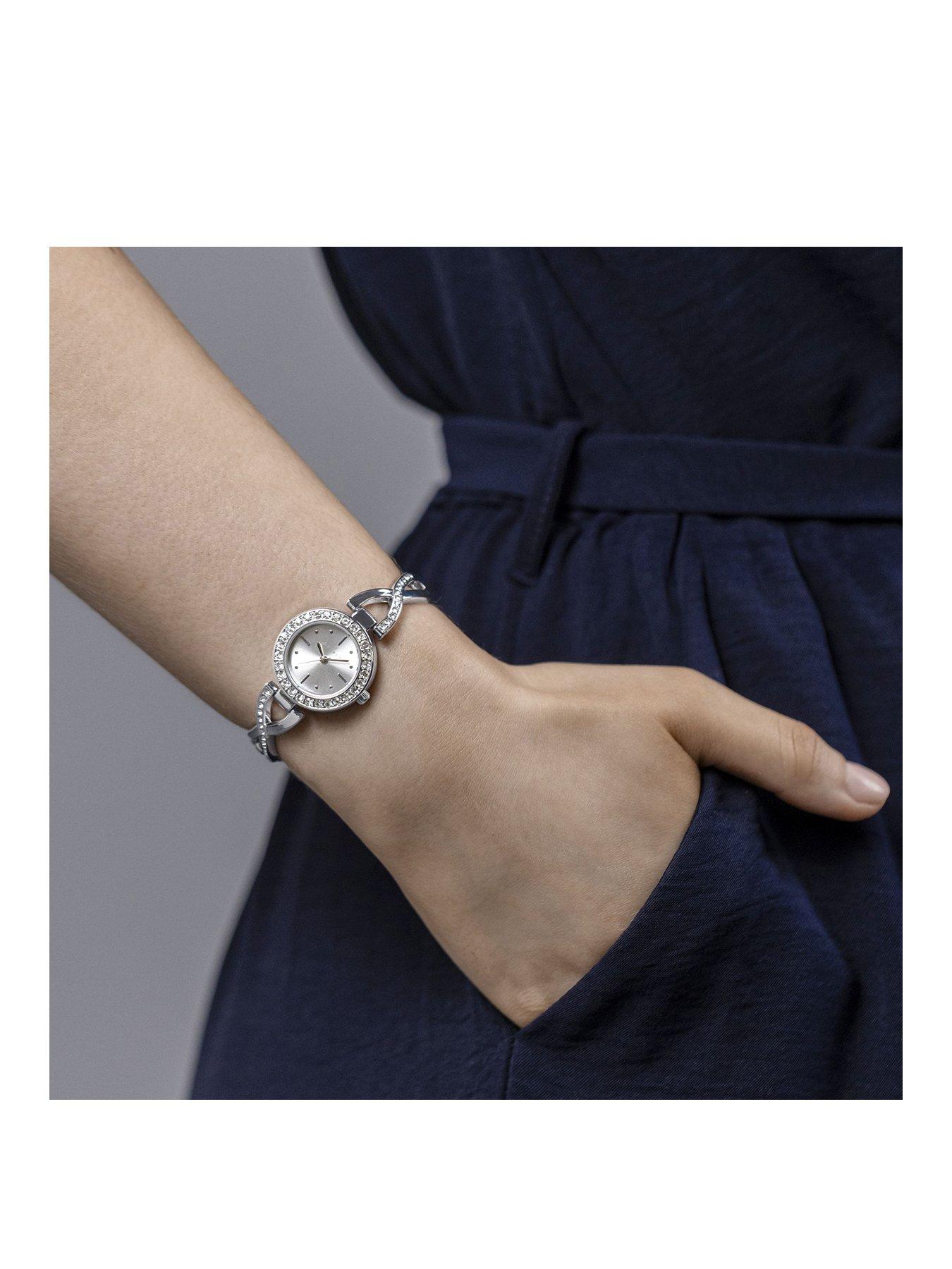 Image 2 of 4 of Spirit Ladies Silver Stone Set Crossover Bracelet Watch