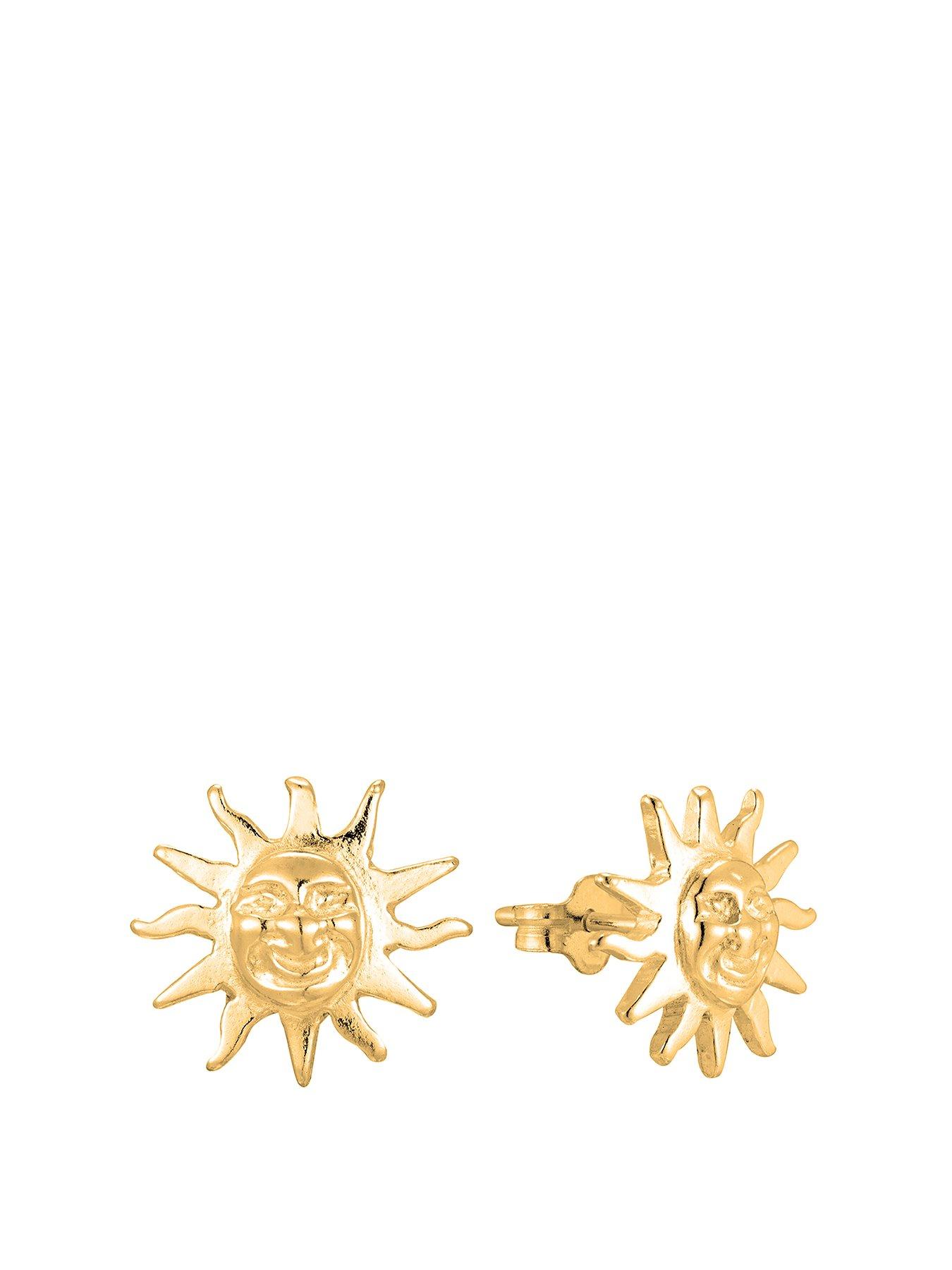 undefined 18ct Gold Plated Sun Stud Earrings