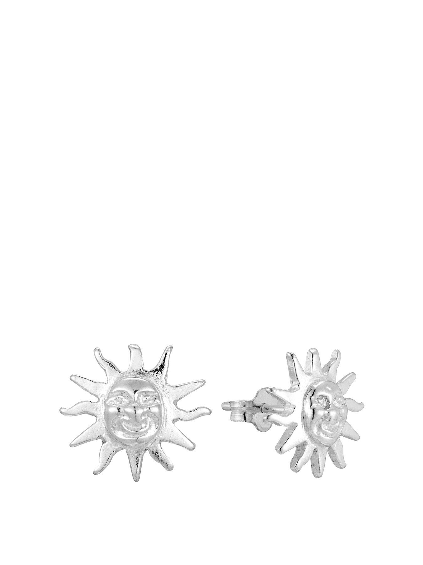 undefined Sterling Silver Sun Stud Earrings