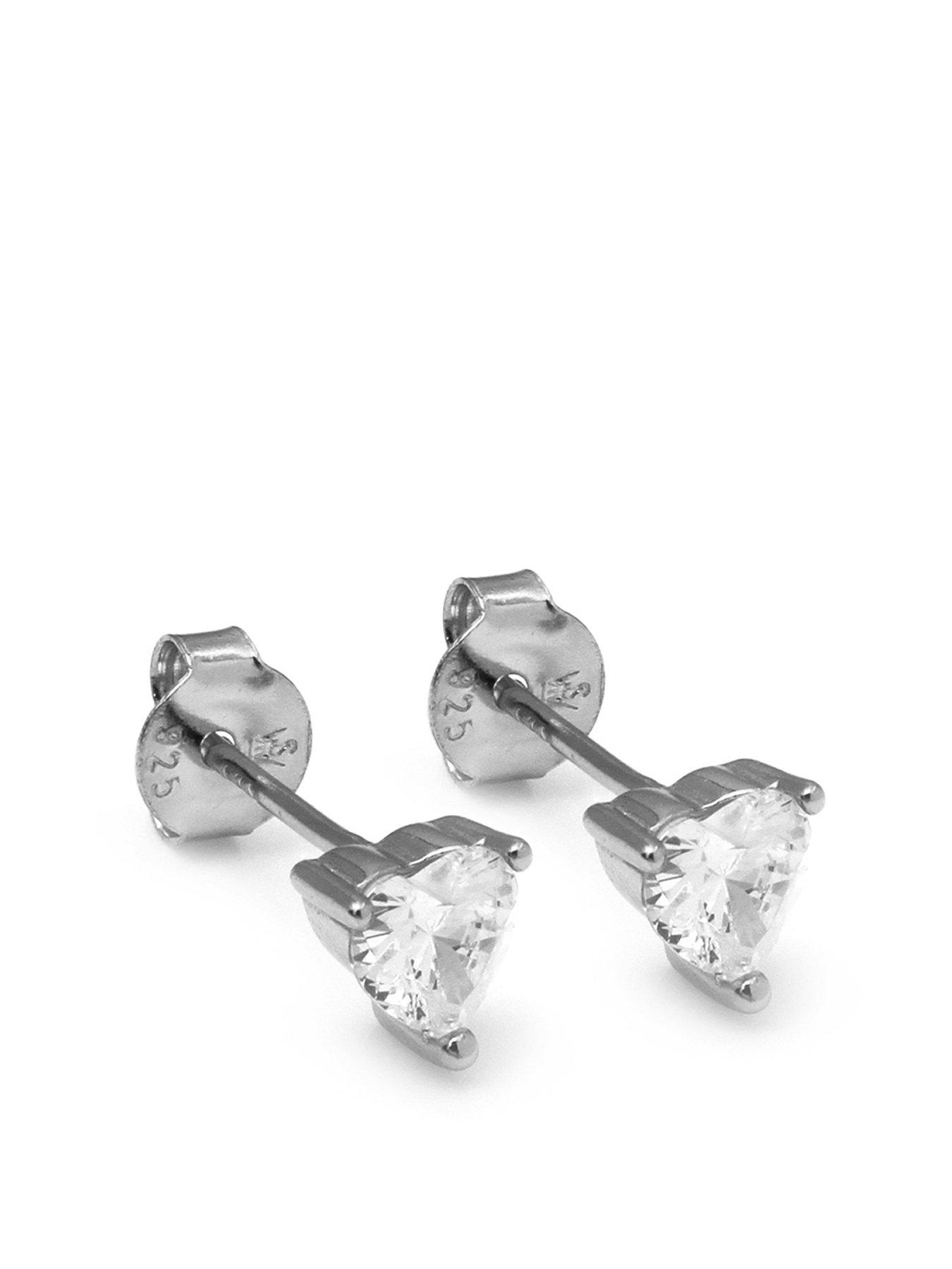 undefined Stone Heart Earrings - Sterling Silver