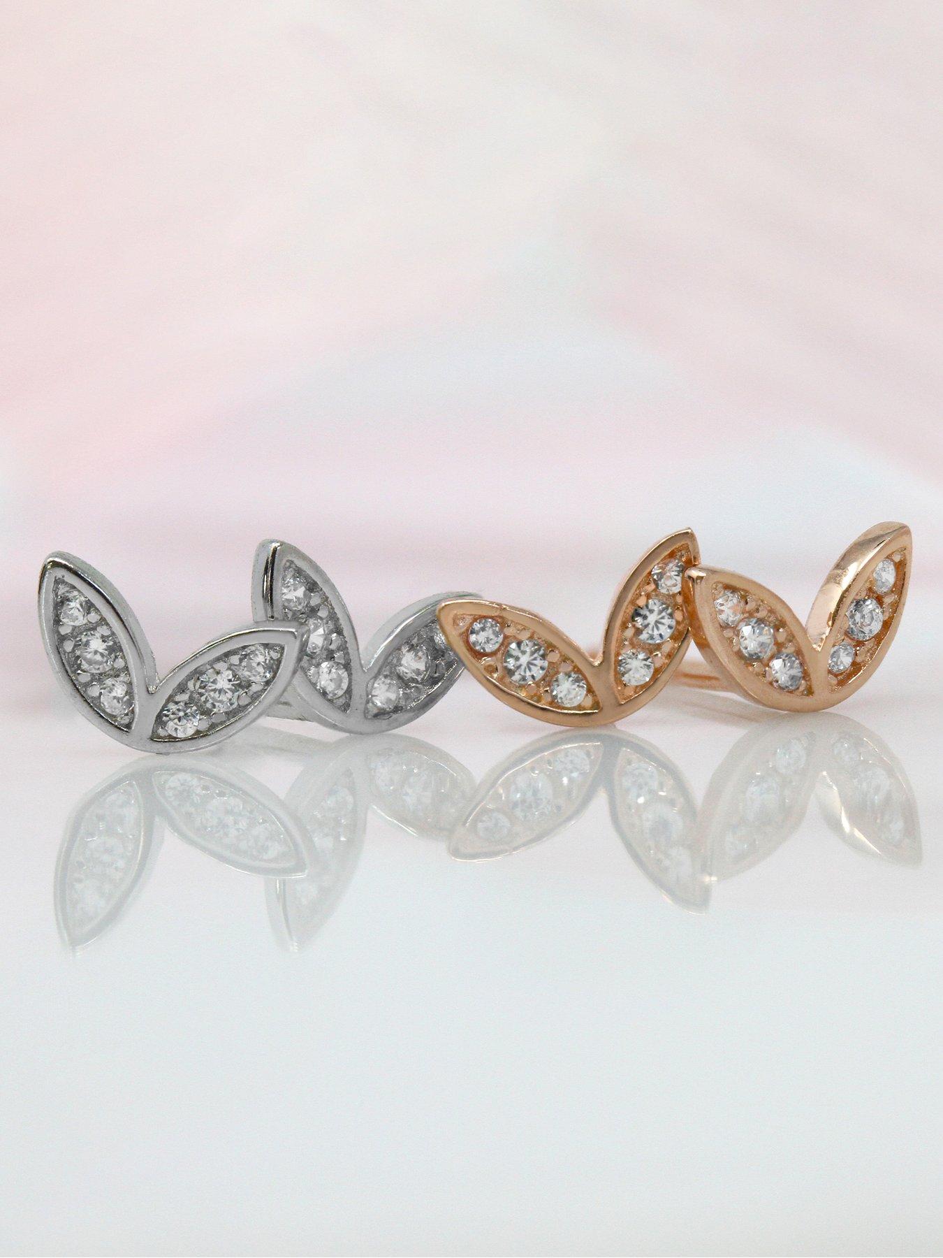 Image 3 of 4 of Say It With Winged Earrings with CZ Stones - Sterling Silver