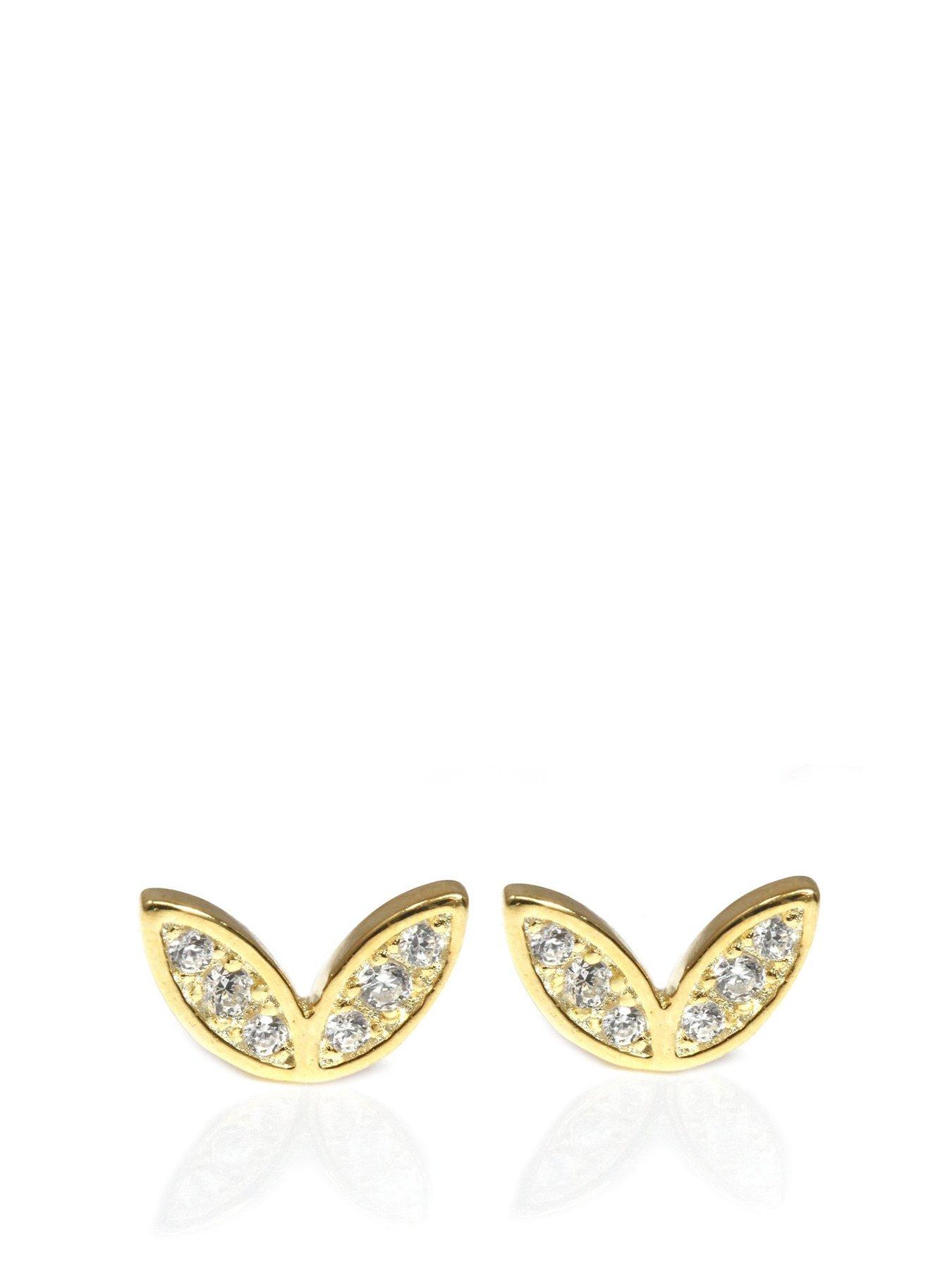 Say It With Winged Earrings with CZ Stones - 18ct Yellow Gold Plated