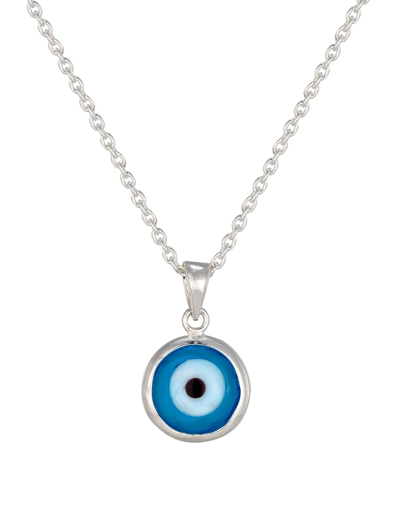 undefined Sterling Silver Evil Eye Glass Necklace