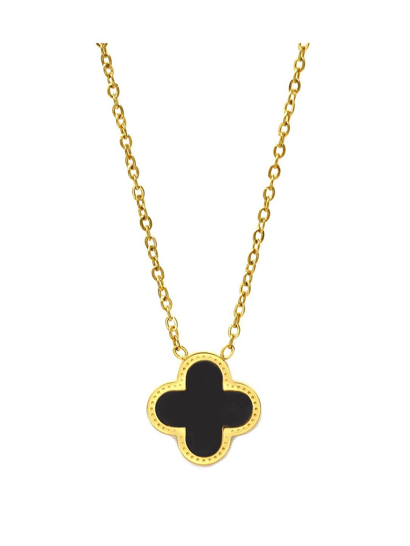 Say It With Luck Collection Necklace - Stainless Steel (Gold & Black)