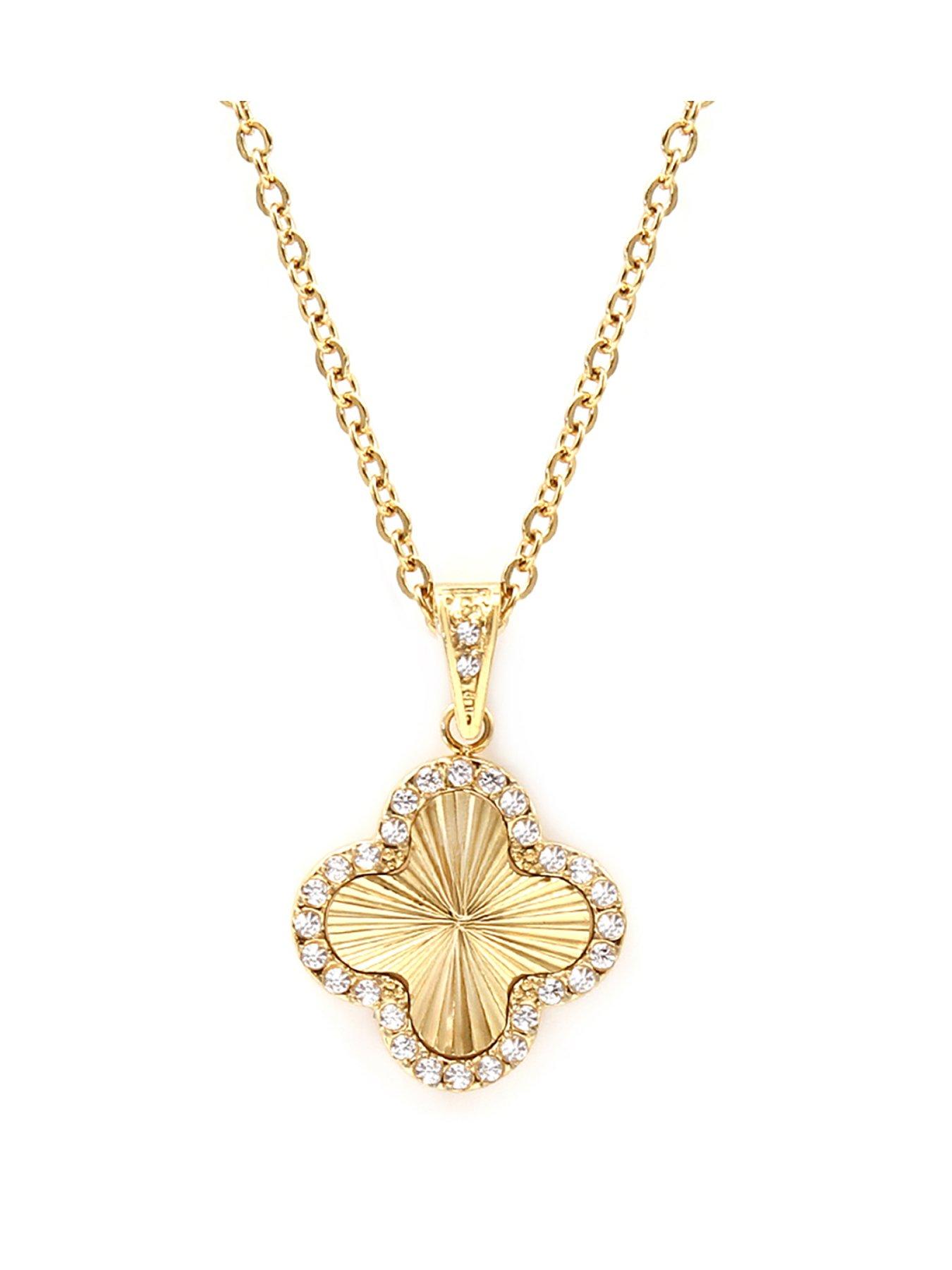 undefined CZ Clover Necklace - Yellow Gold