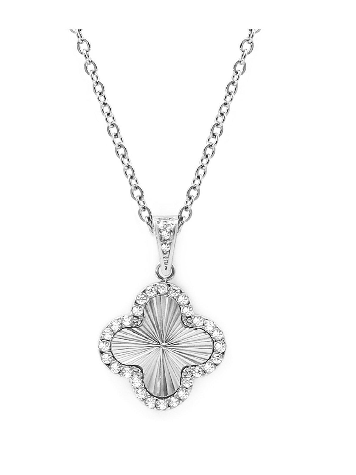 Say It With CZ Clover Necklace - Silver