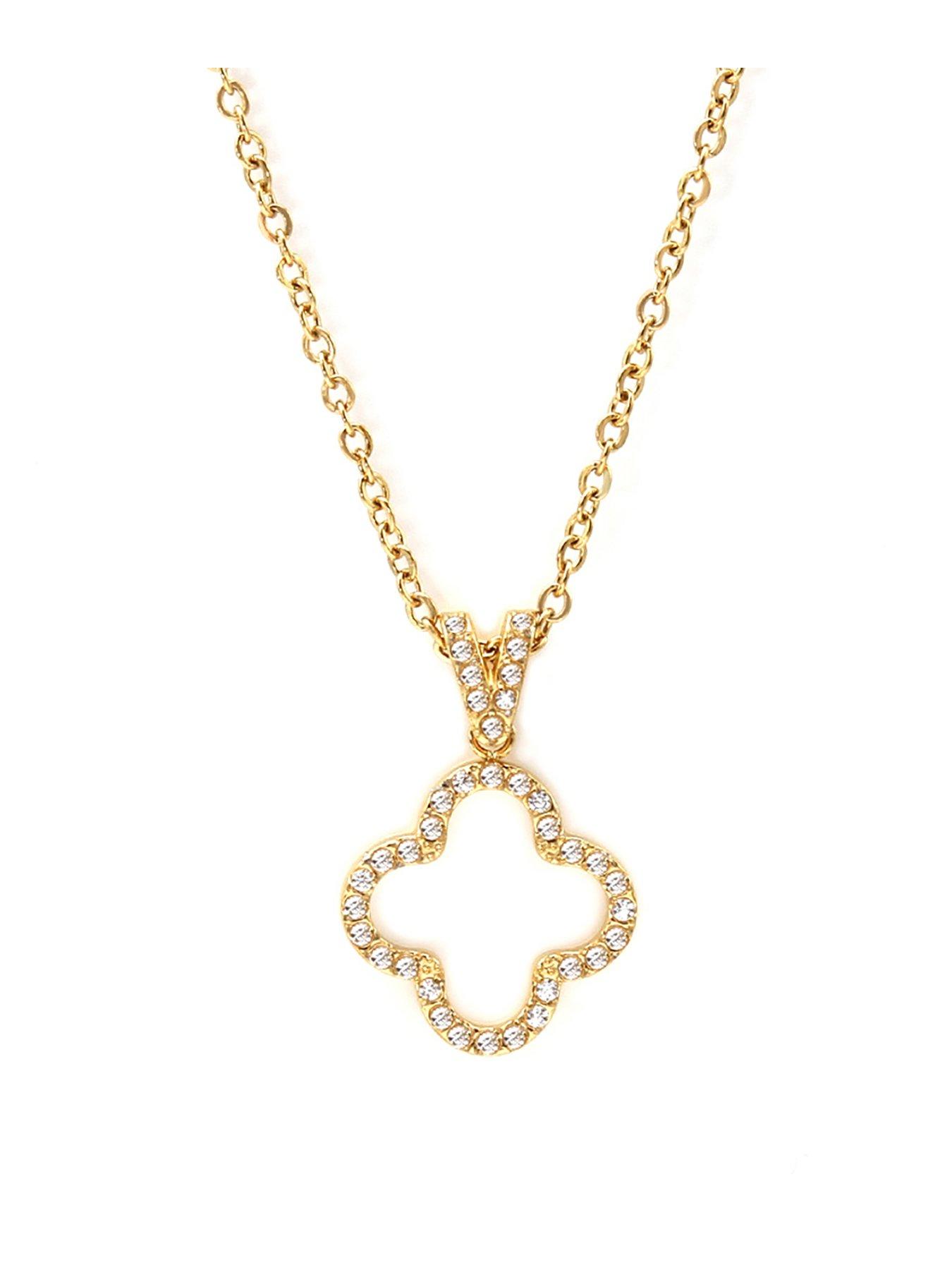 undefined Open Clover CZ Necklace - Yellow Gold