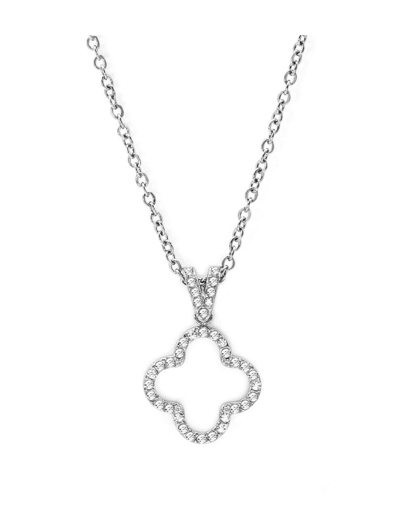 undefined Open Clover CZ Necklace - Silver