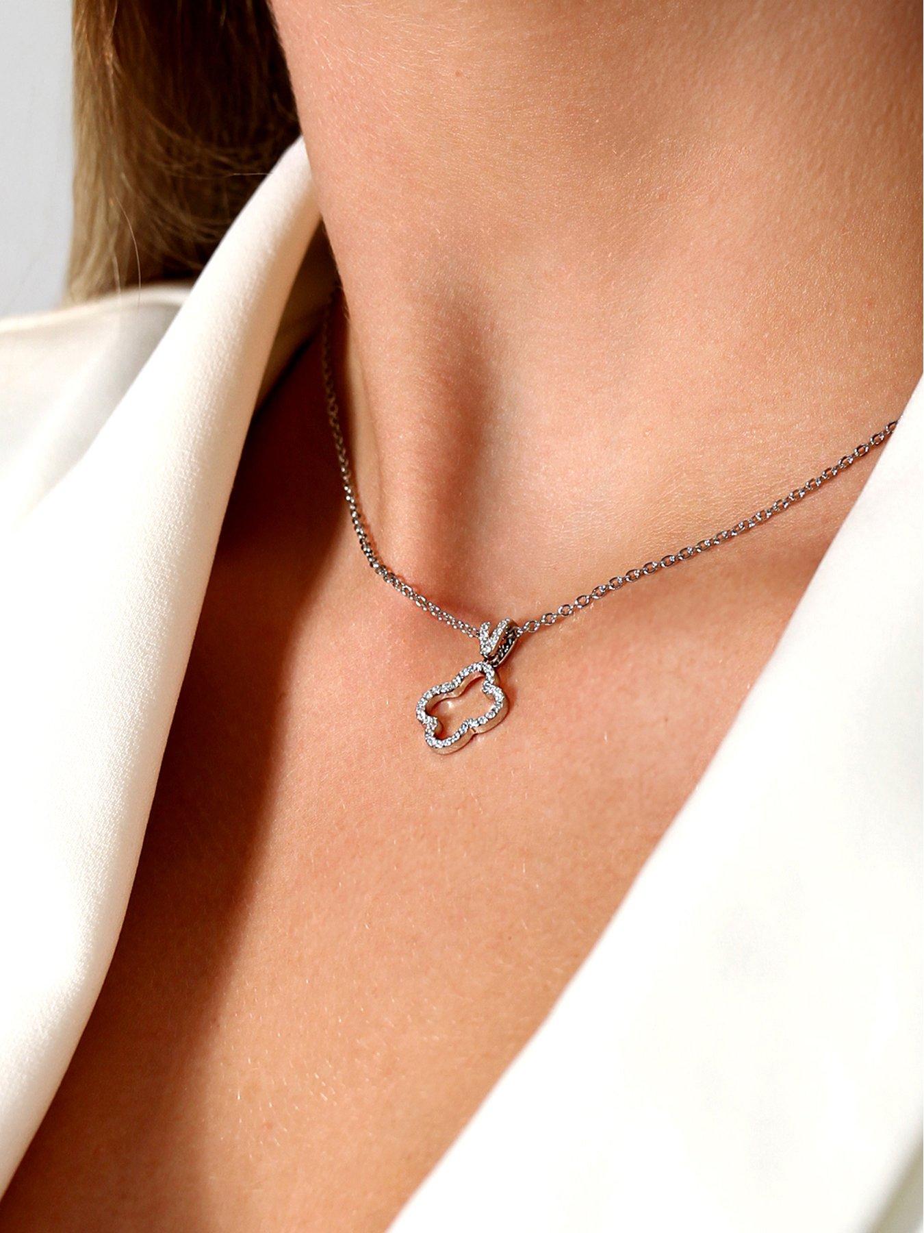 Image 2 of 4 of Say It With Open Clover CZ Necklace - Silver