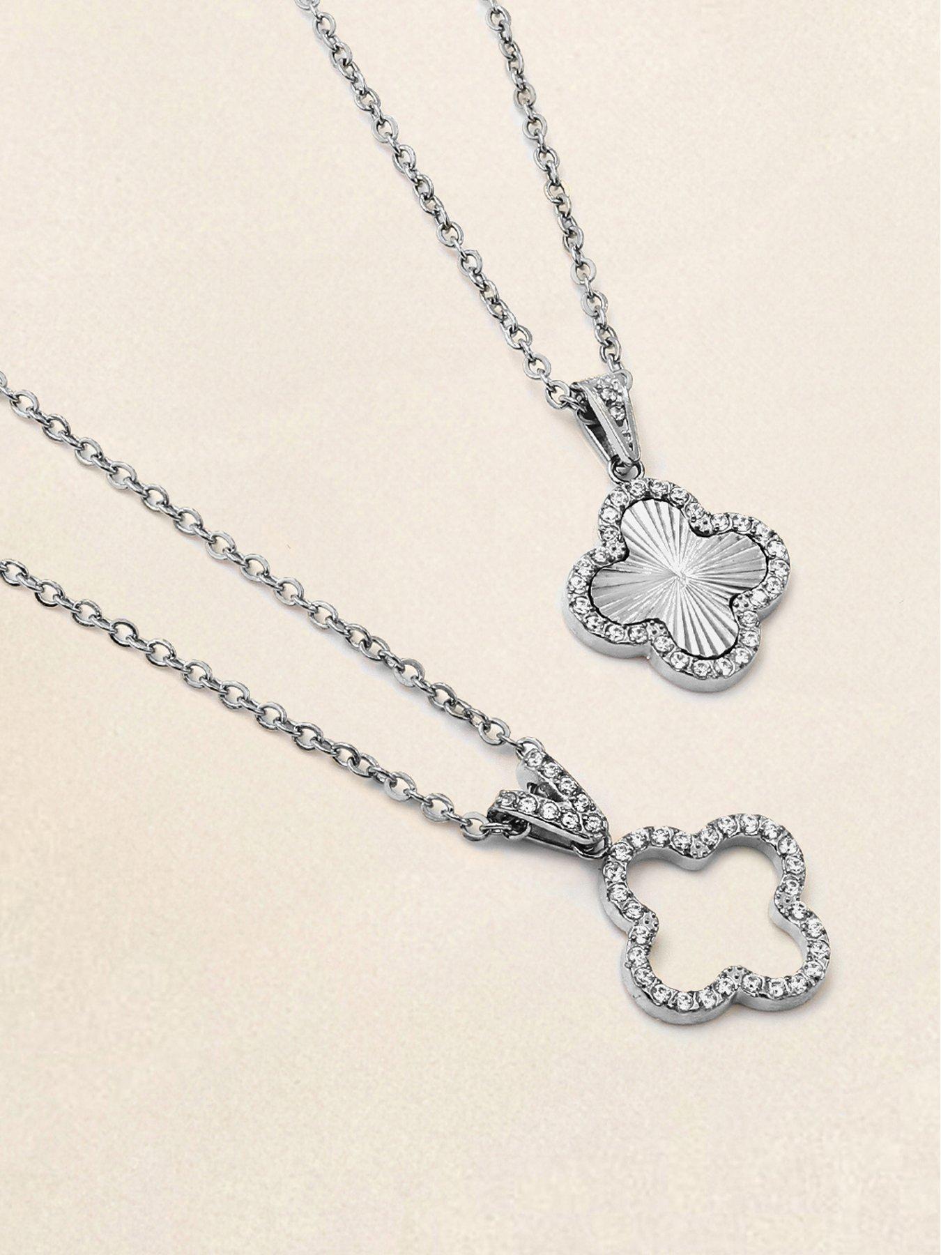 Image 3 of 4 of Say It With Open Clover CZ Necklace - Silver