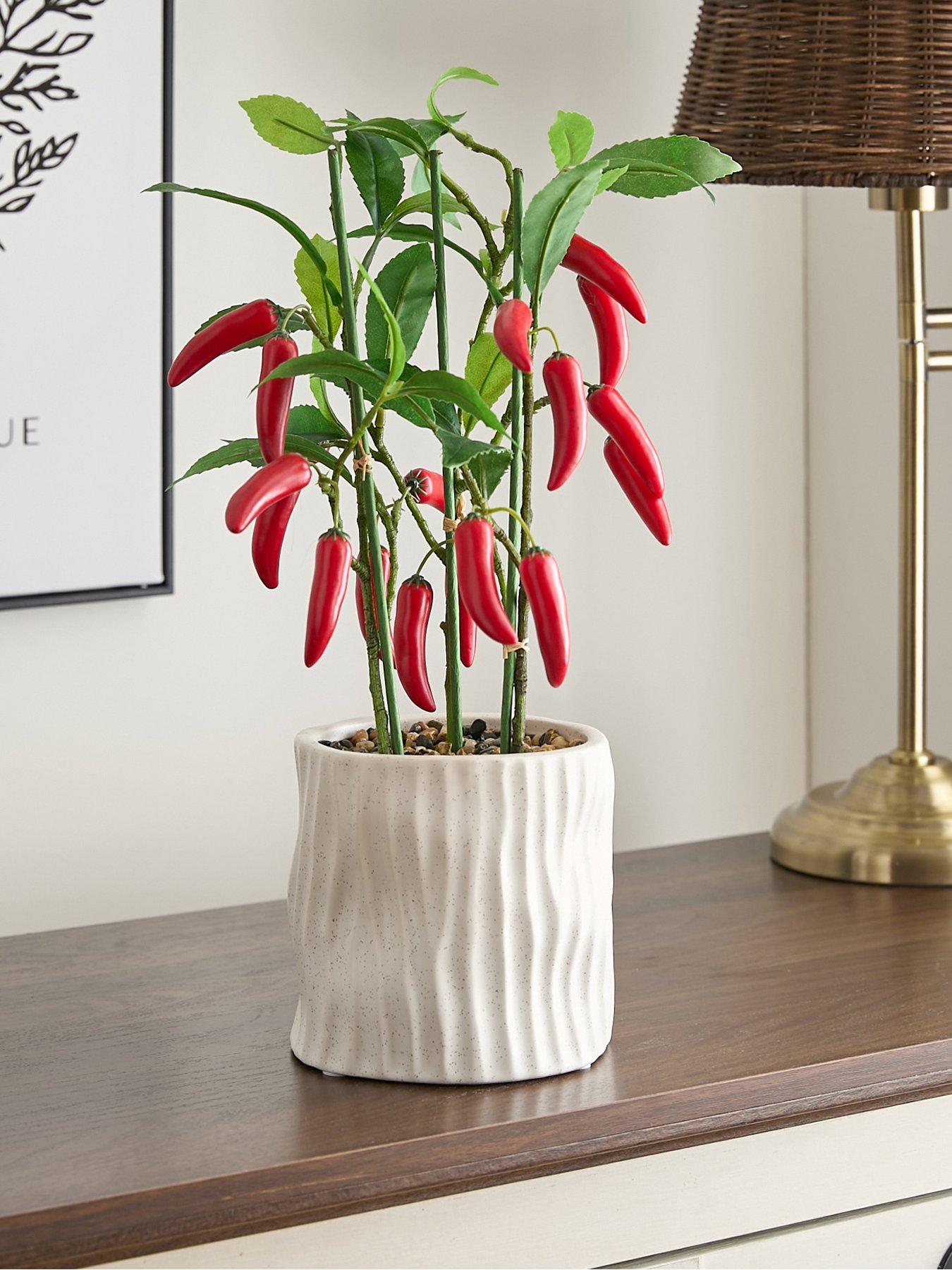 The Very Collection Faux Chilli Plant in Ceramic Pot