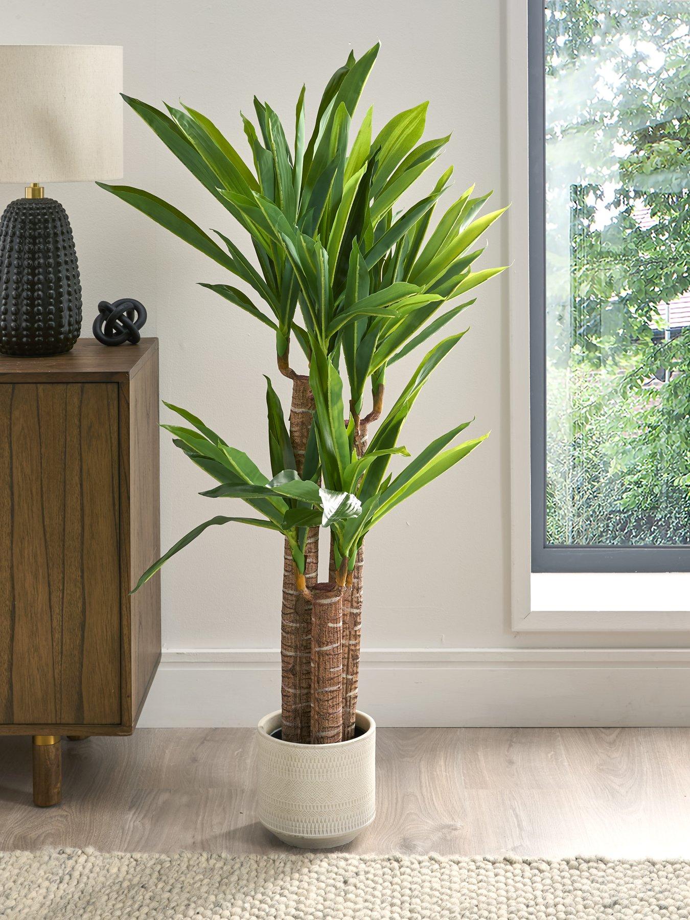 undefined Faux Triple Stem Yucca Plant in Plastic Pot
