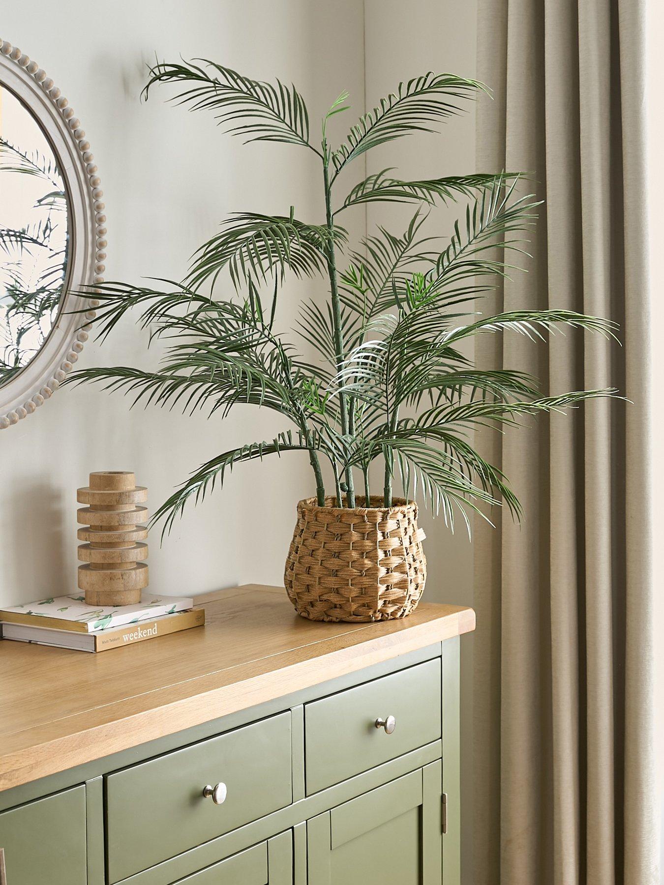 undefined Faux Palm Plant in Woven Basket