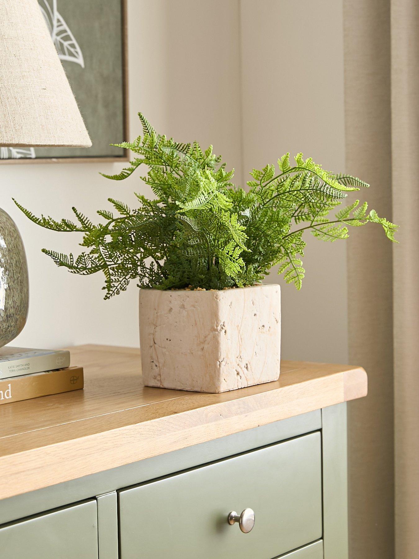 undefined Artificial Fern in Travertine-Style Pot