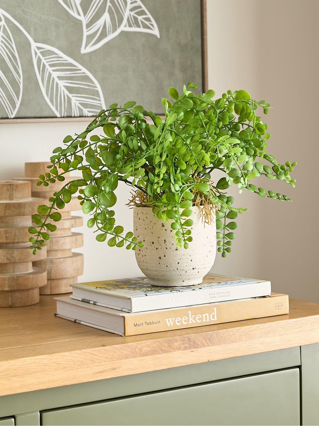 undefined Artificial Fern in Speckled Ceramic Pot
