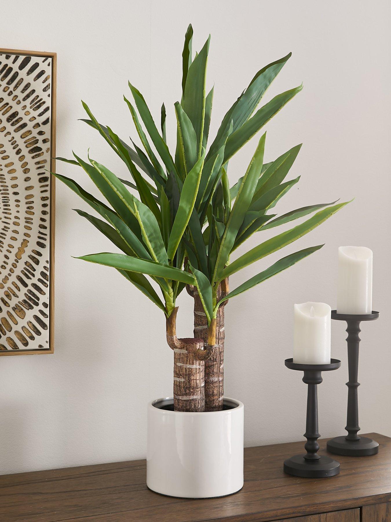 Very Home Faux Double Stem Yucca Plant in Plastic Pot