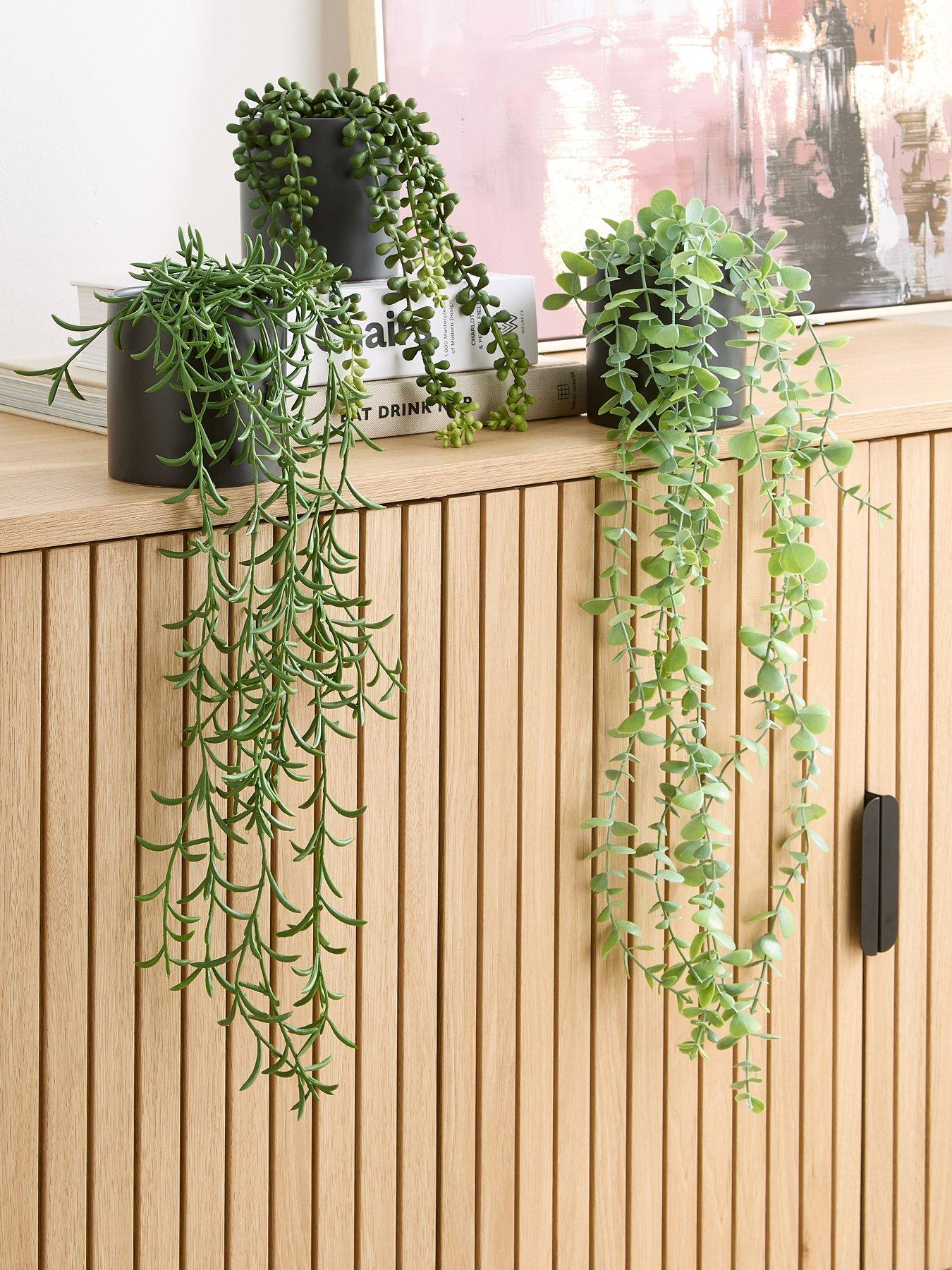 The Very Collection Set Of 3 Trailing Faux Plants In Black Ceramic Pots