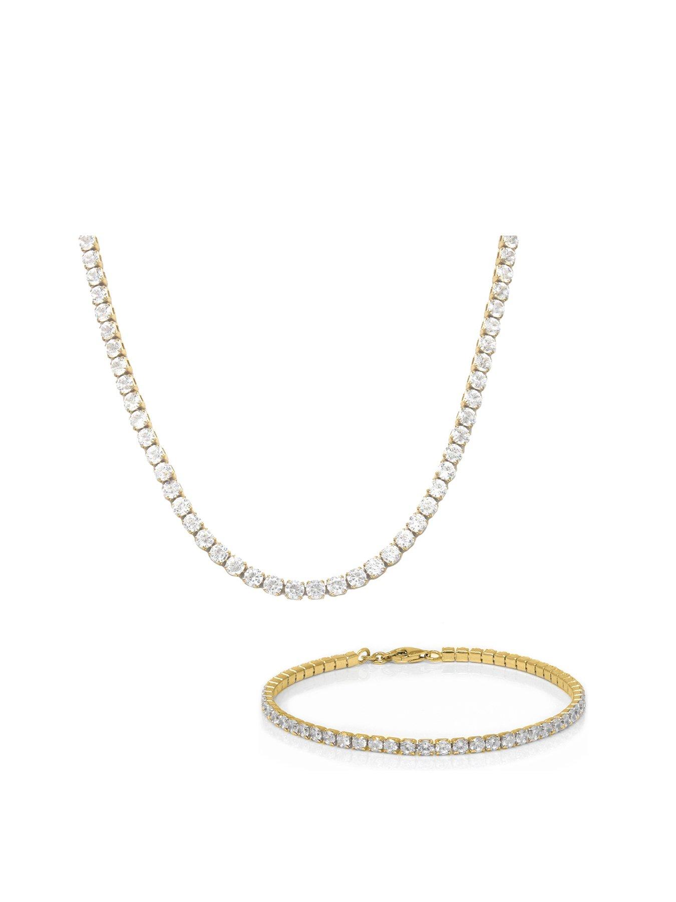 Say It With Tennis Necklace & Bracelet Gift Set - Yellow Gold
