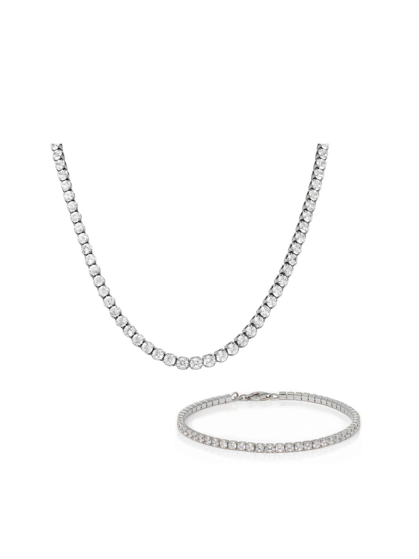 Say It With Tennis Necklace Bracelet Gift Set Silver Very