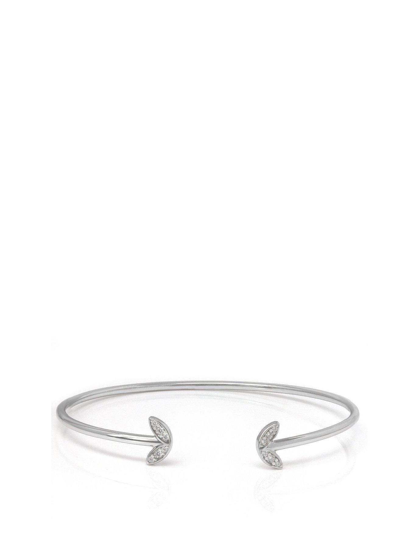 undefined Winged Bangle with CZ Stones - Sterling Silver