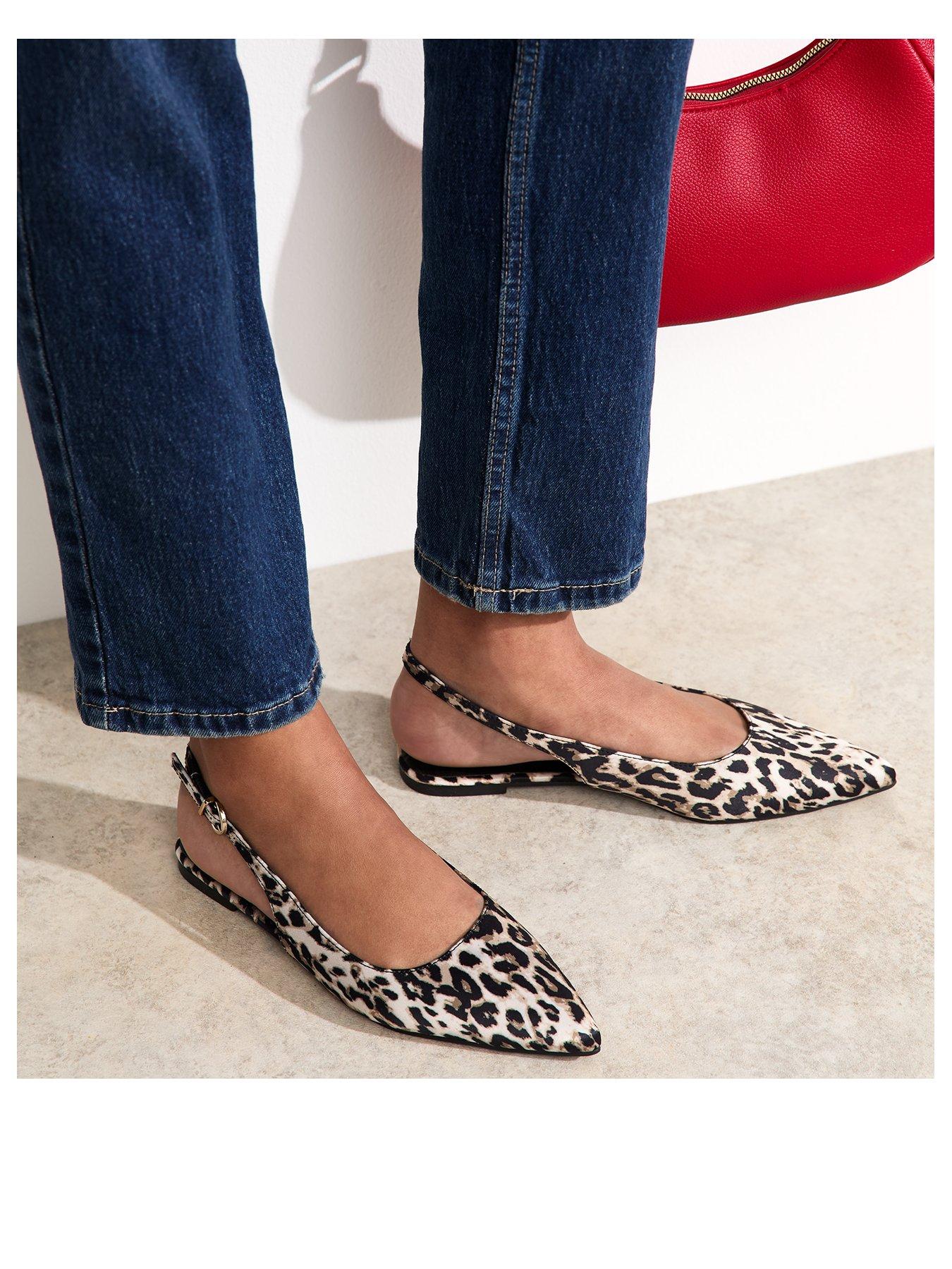 Image 2 of 6 of New Look Stone Leopard Print Pointed Toe Slingback Pumps - Beige