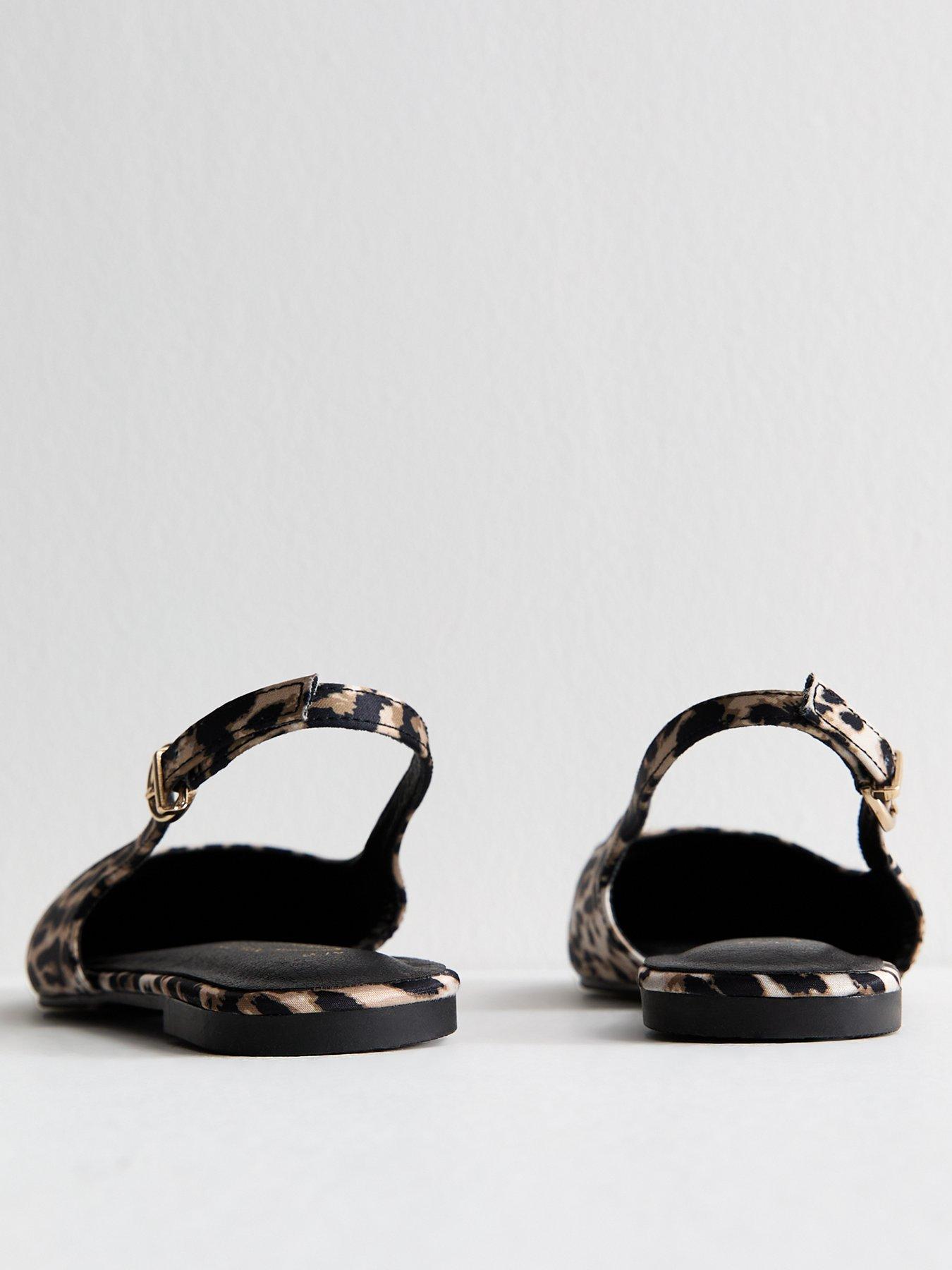 Image 3 of 6 of New Look Stone Leopard Print Pointed Toe Slingback Pumps - Beige