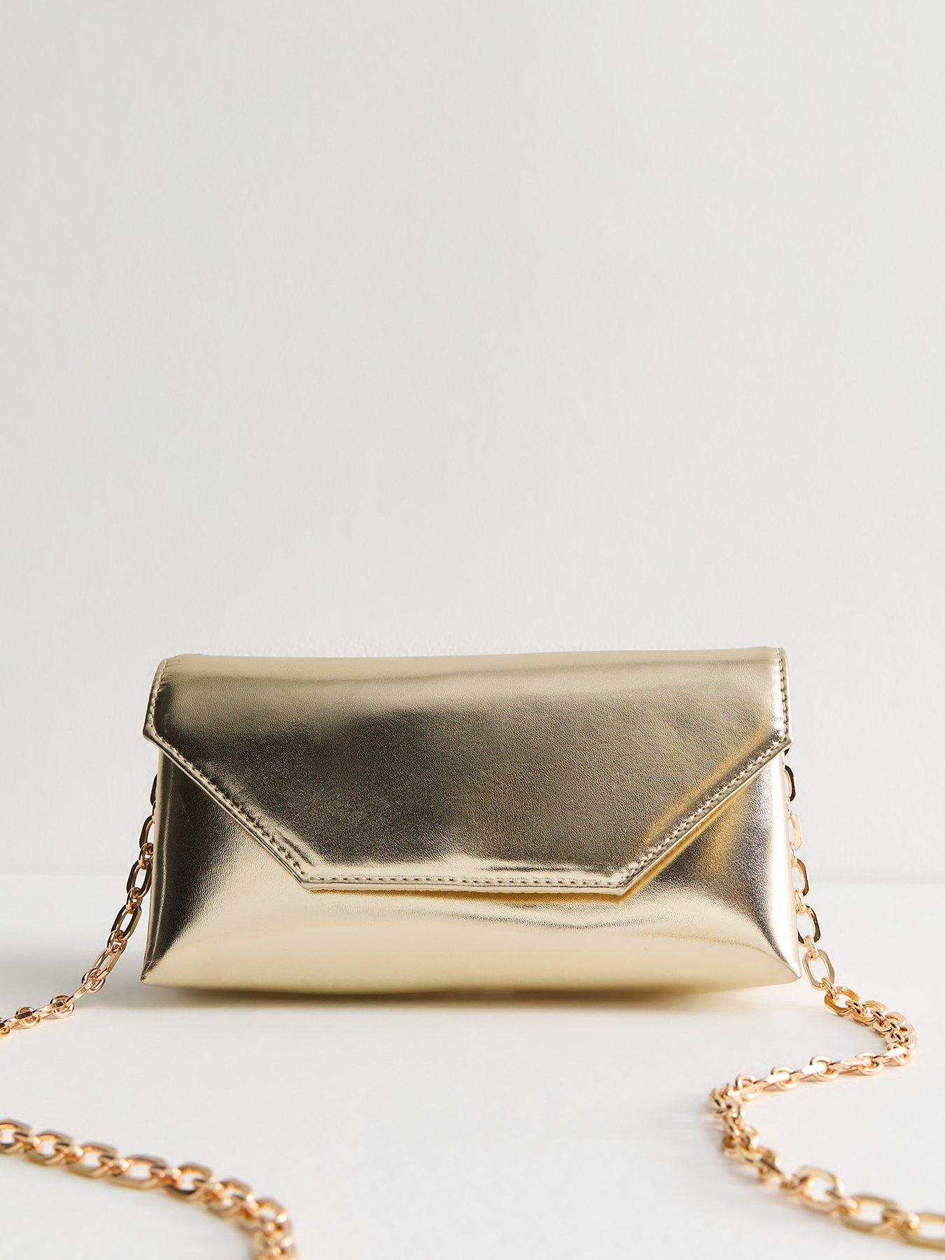 Faux Leather Metal Handle Clutch