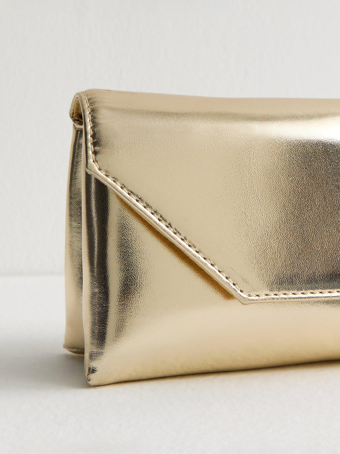 New Look Metallic Faux Leather Clutch Gold Very