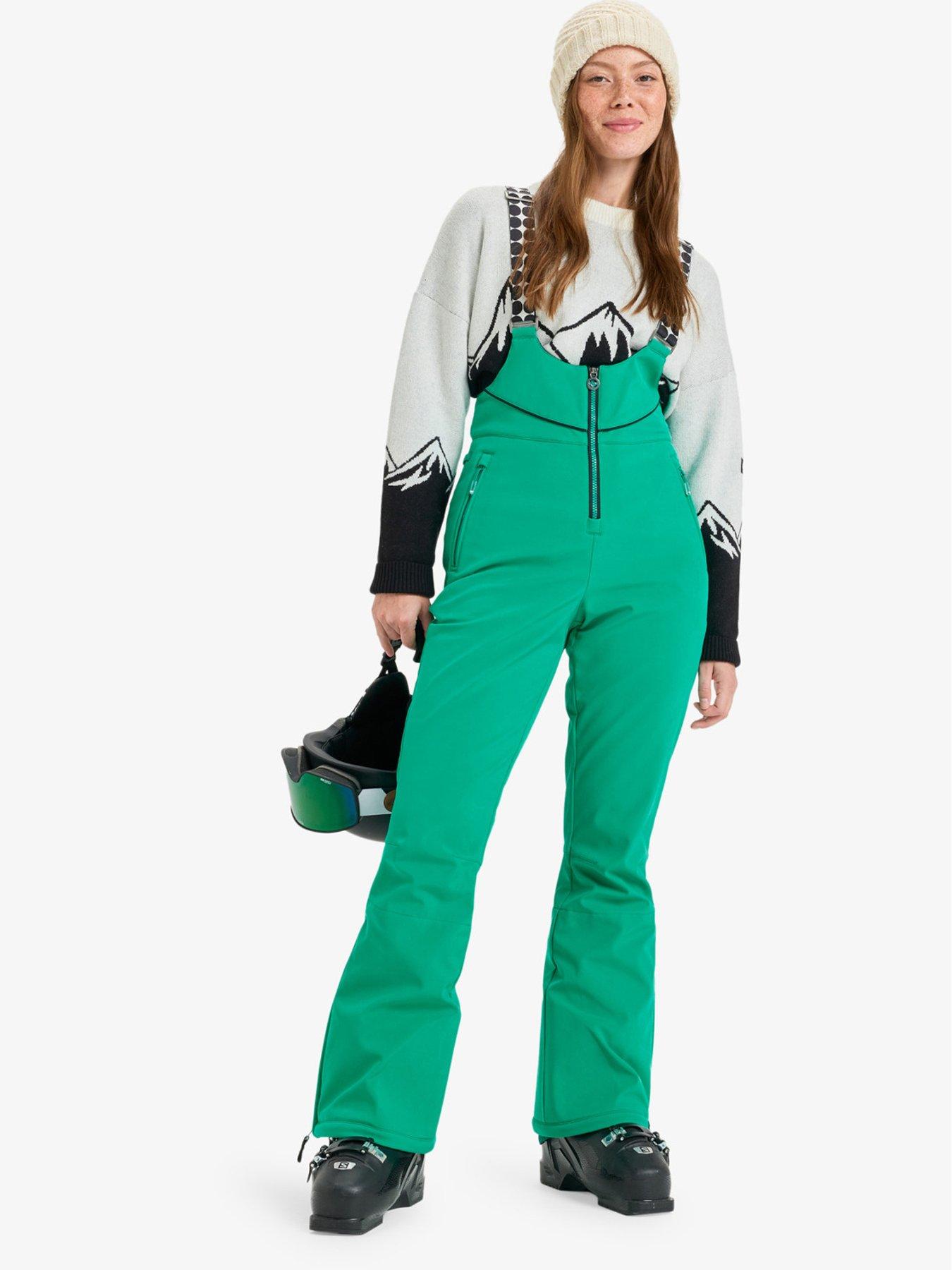 Roxy Womens Skiing Summit Bib Pants, Green, Size Xs, Women